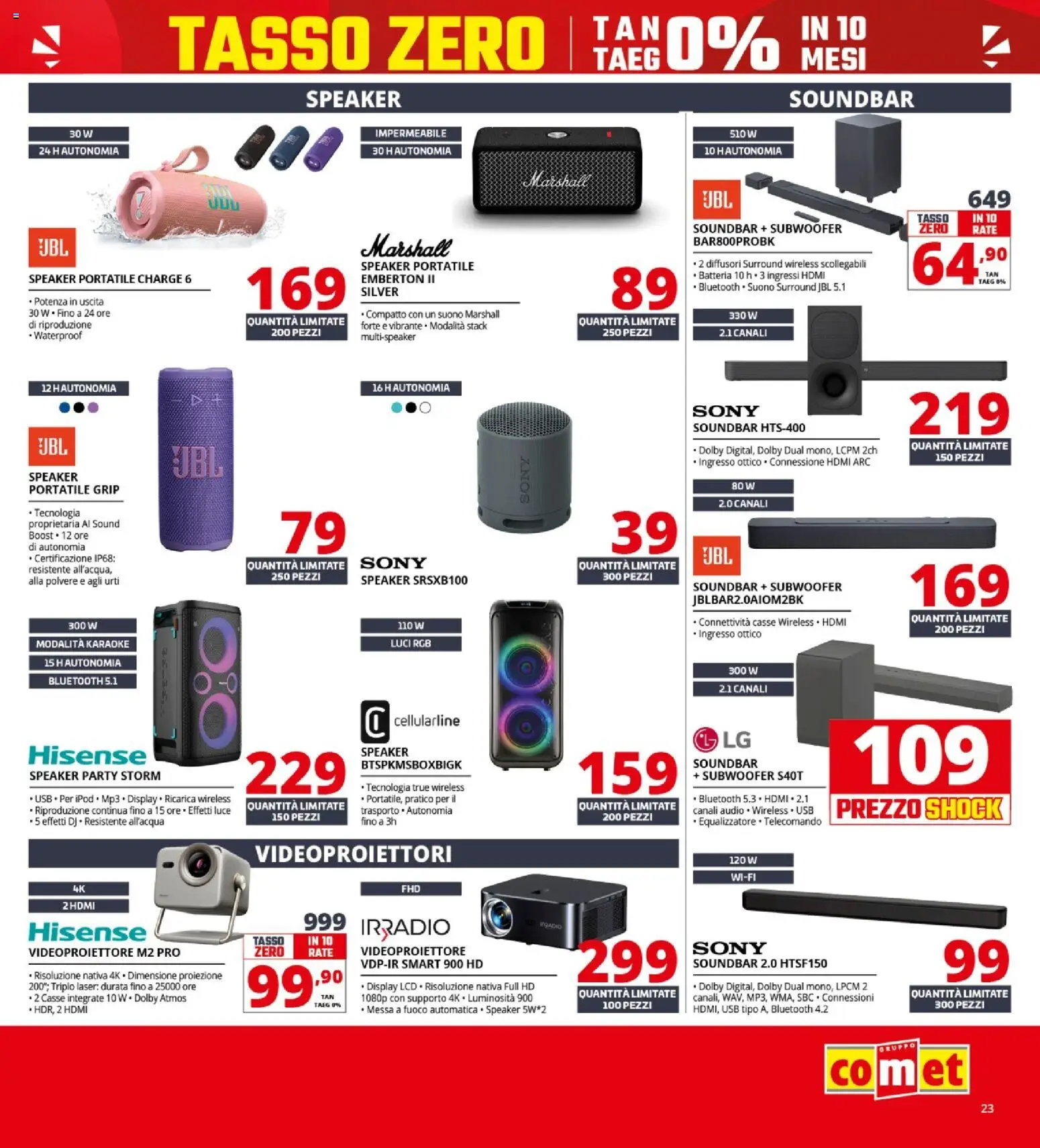 Volantino Comet del 23.04.2026 | Pagina: 23 | Prodotti: Telecomando, Soundbar, Speaker, Batteria