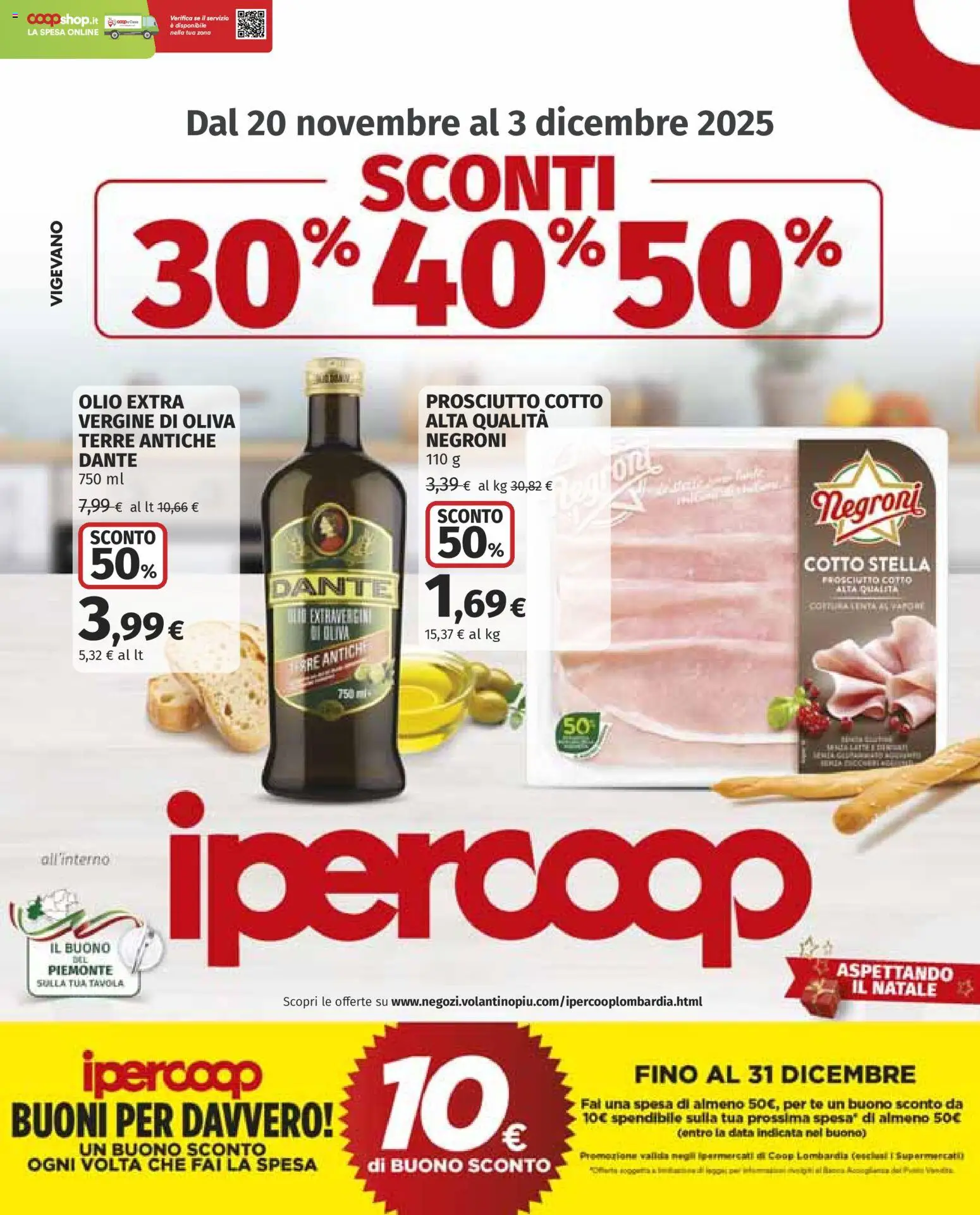 Volantino Ipercoop del 20.11.2025 | Pagina: 1 | Prodotti: Prosciutto Cotto, Olio, Prosciutto, Data