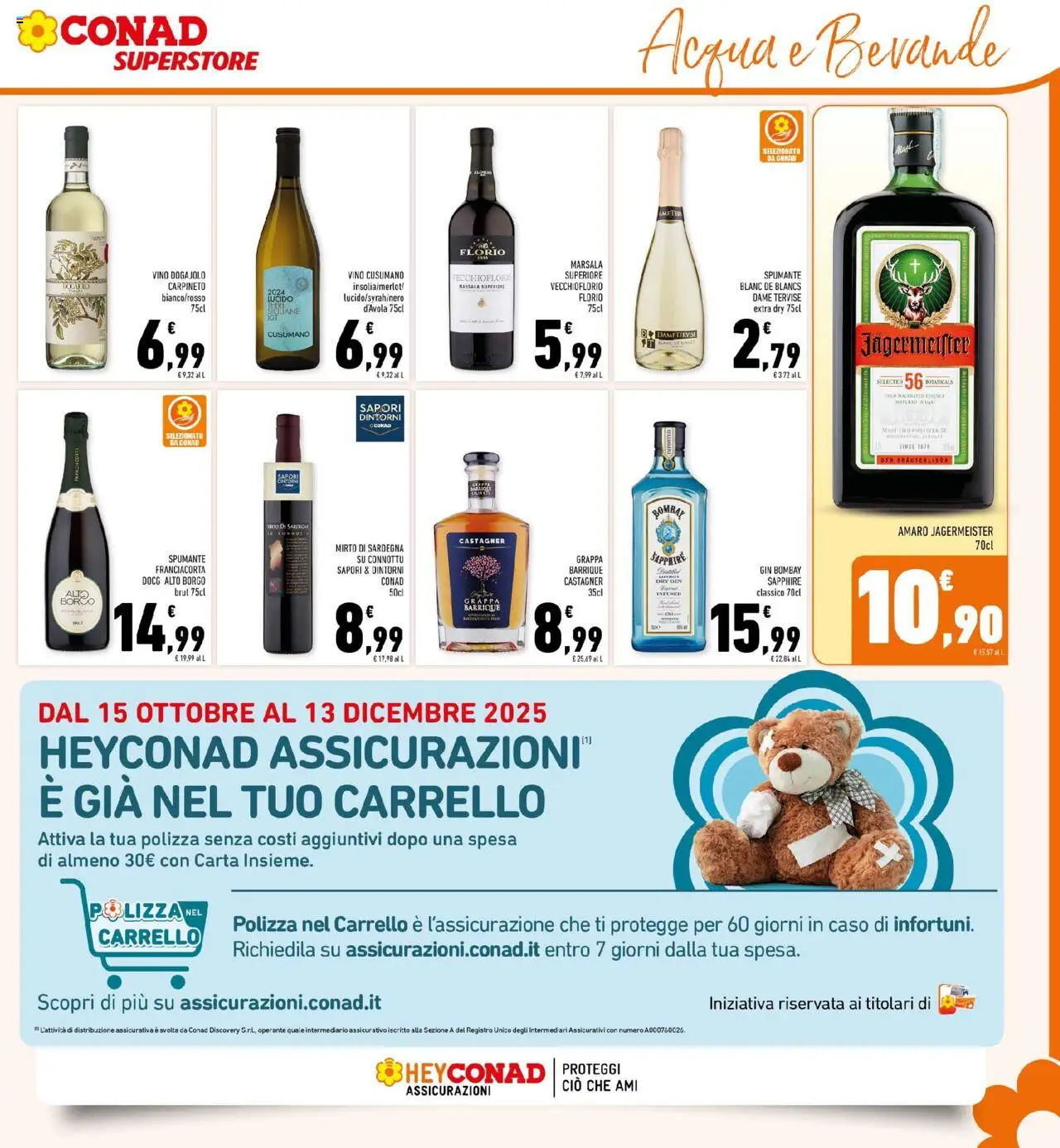 Volantino Conad del 22.10.2025 | Pagina: 21 | Prodotti: Gin, Acqua, Spumante, Amaro