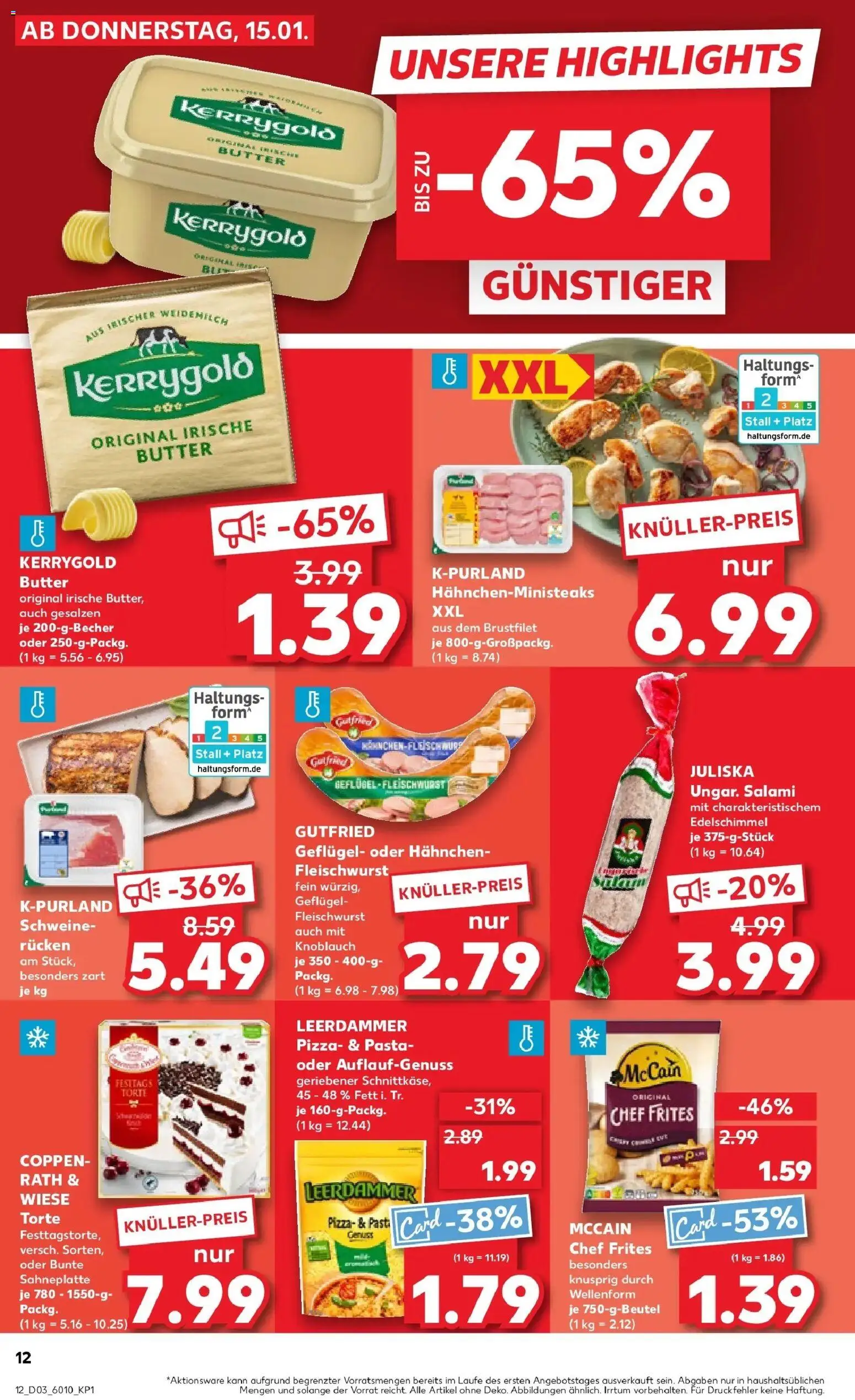 Kaufland prospekt Neusäß	 – gültig ab 19.01.2026 | Seite: 12 | Produkte: Hahnchen, Butter, McCain, Pizza