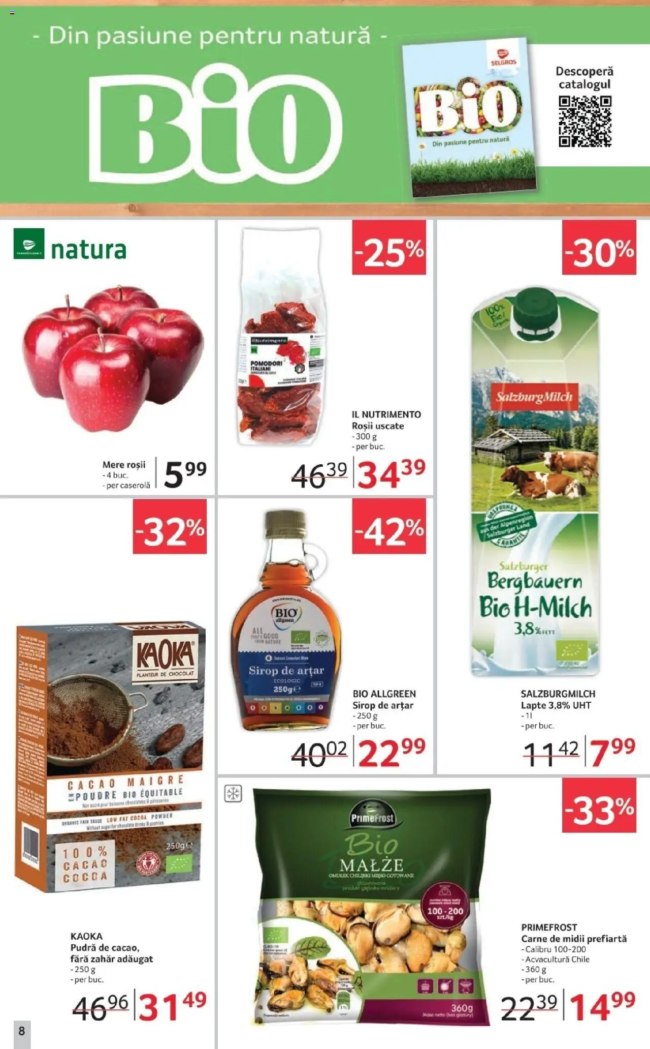 Noul catalog Selgros – valabil de la 17.10.2025 | Pagină: 8 | Produse: Lapte, Sirop de arțar, Cacao, Zahăr