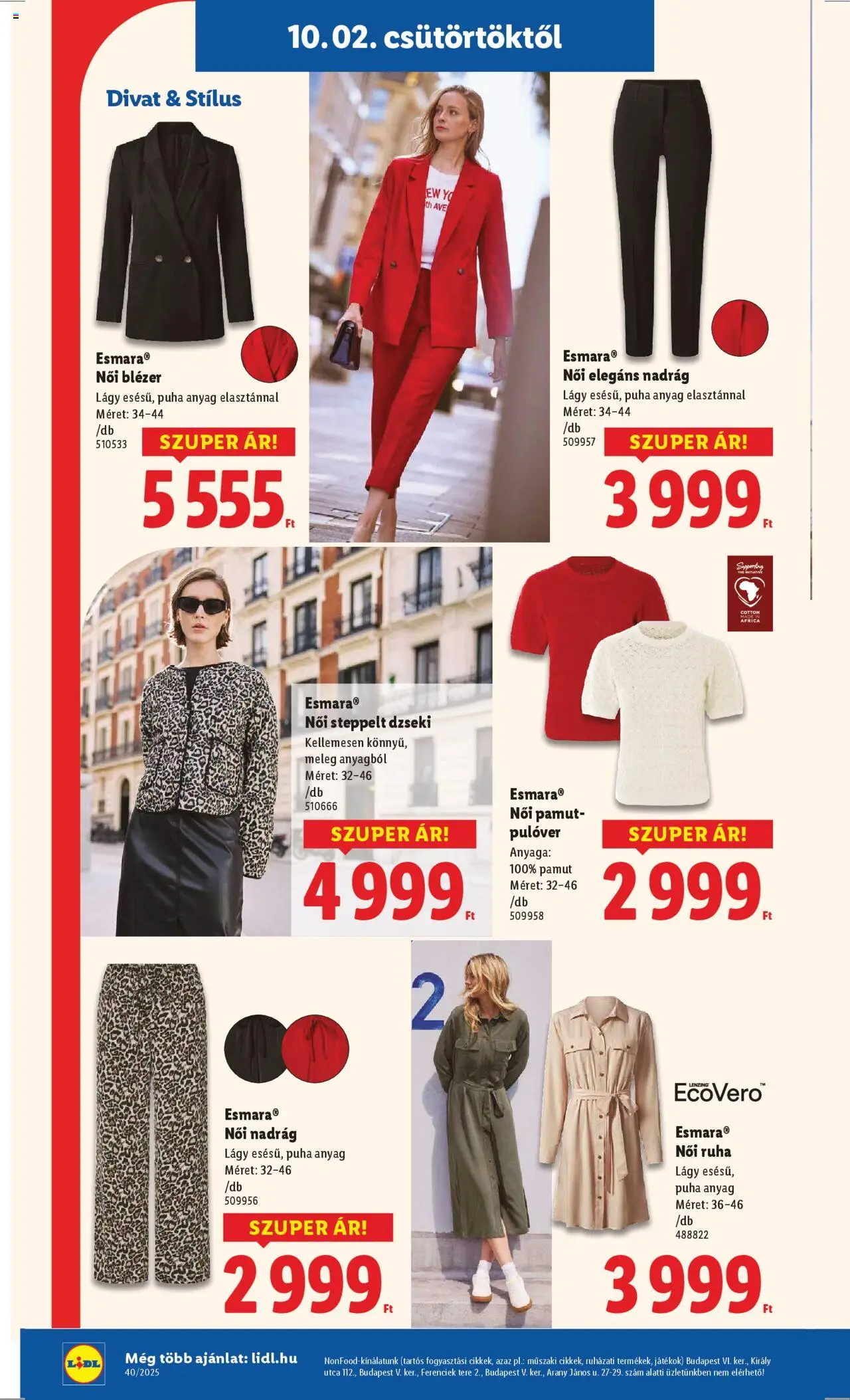Lidl akciós ujság - amely érvényes a következő dátumtól: 02.10.2025 | Oldal: 38 | Termékek: Blézer, Ruha, Dzseki, Nadrág