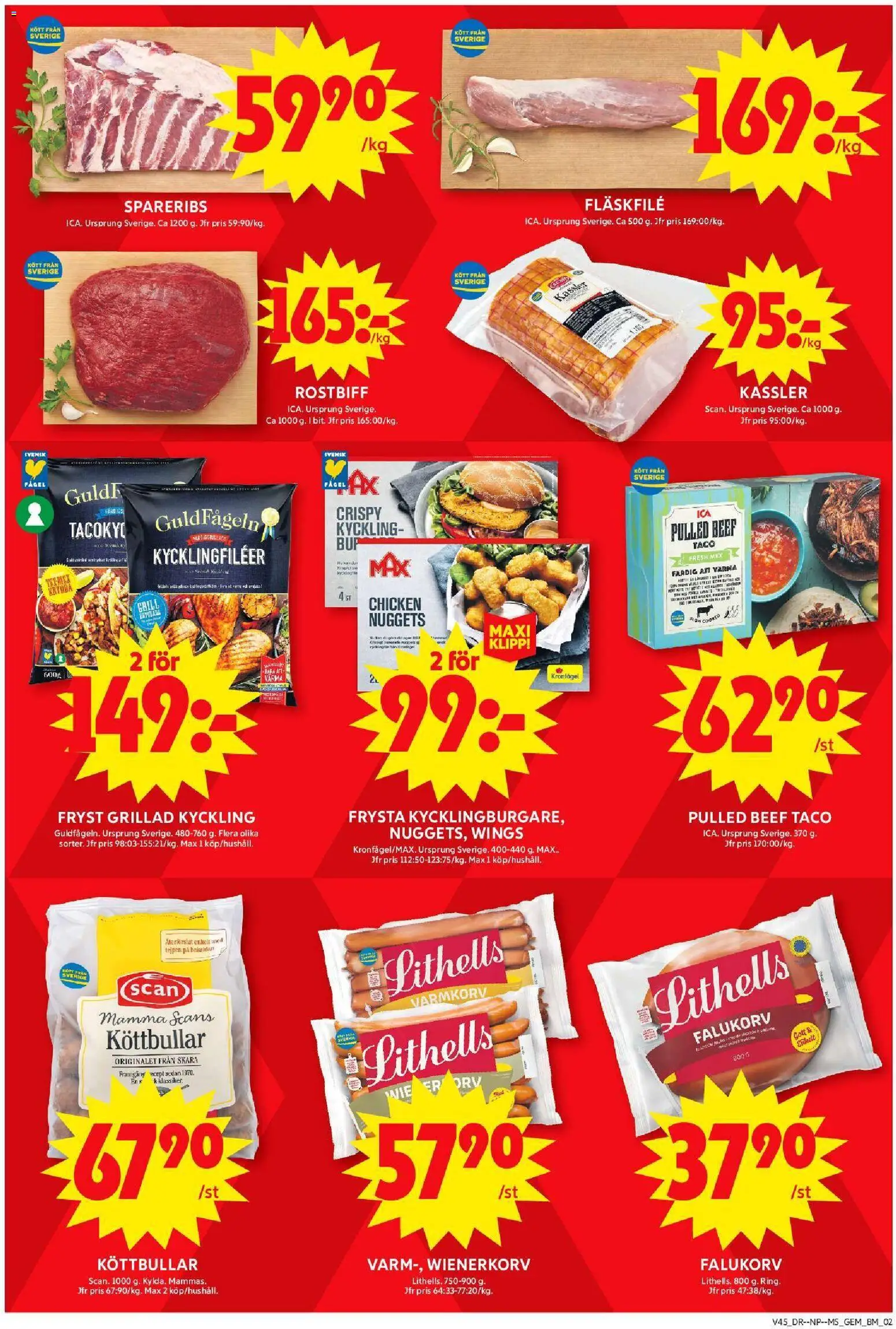 ICA Maxi reklamblad aktuell från 03.11.2025 | Sida: 2 | Produkter: Varmkorv, Kassler, Ring, Wienerkorv