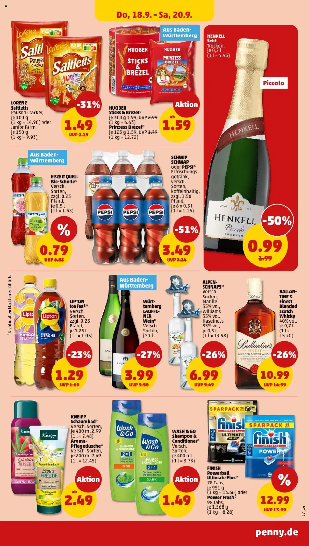 Penny - Baden-Württemberg – gültig ab 15.09.2025 | Seite: 39 | Produkte: Whisky, Sekt, Schwip schwap, Zitrone