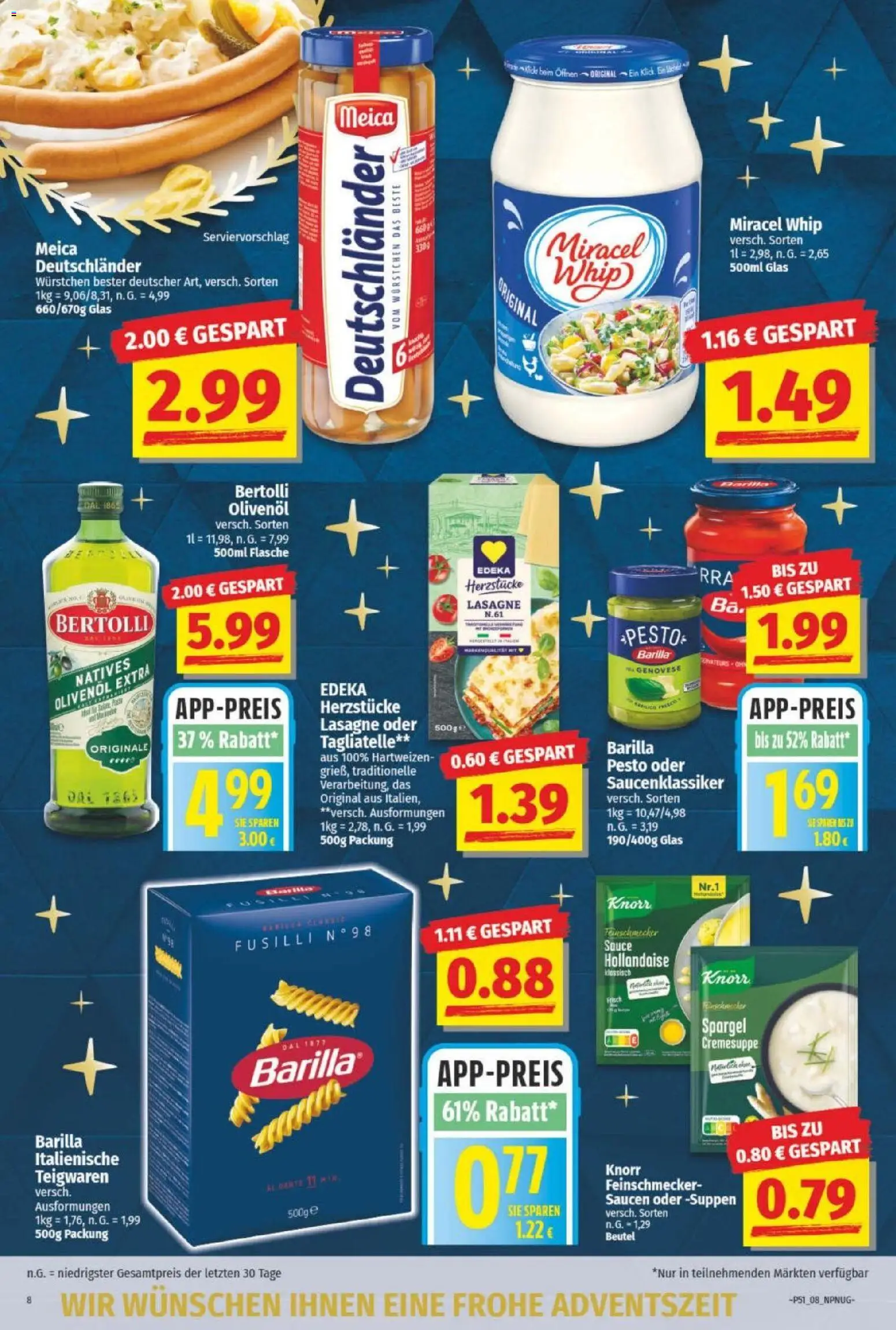 NP Discount Prospekt – gültig ab 15.12.2025 | Seite: 8 | Produkte: Barilla pesto, Knorr, Miracel whip, Meica