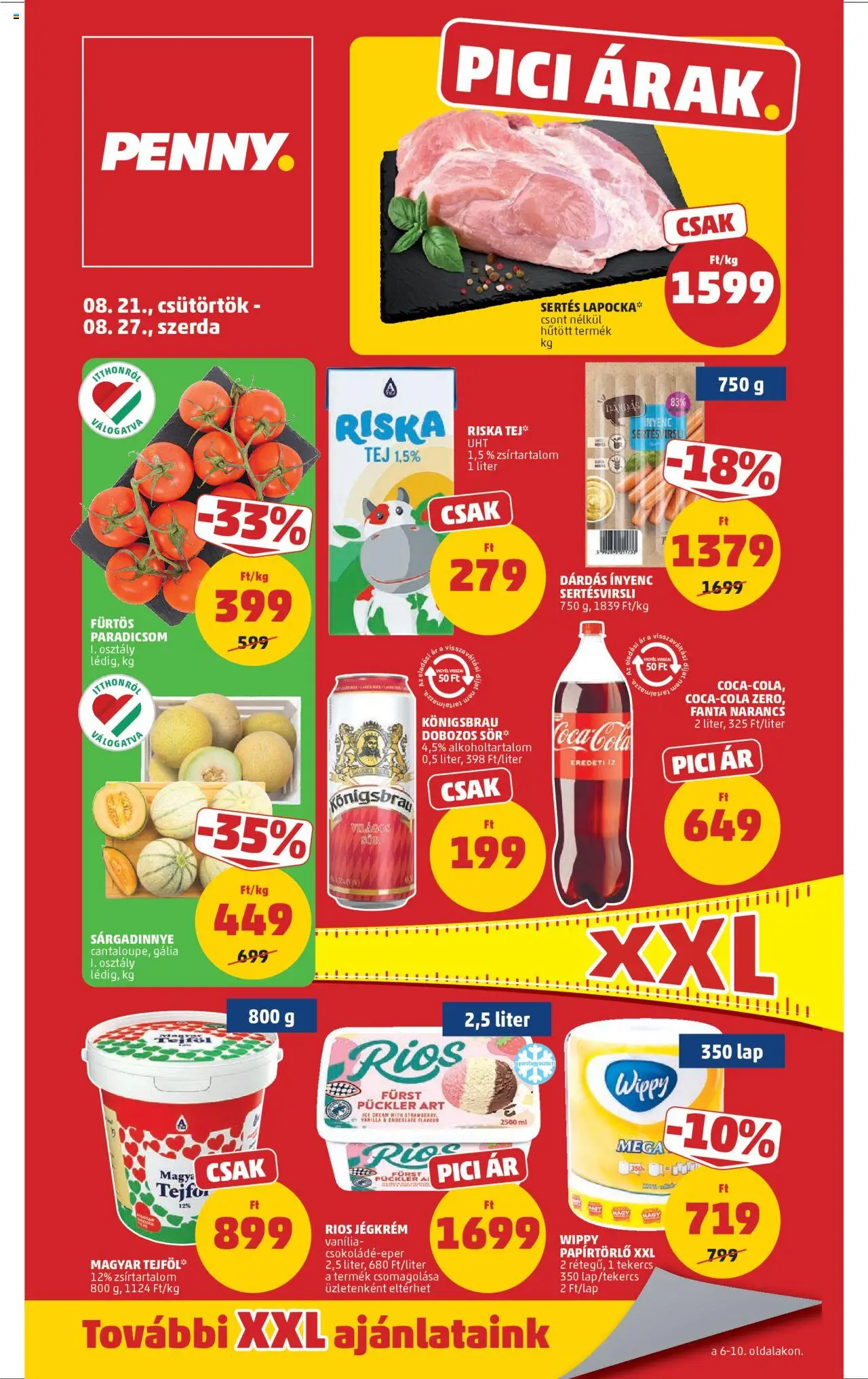 PENNY akciós ujság - amely érvényes a következő dátumtól: 21.08.2025 | Oldal: 1 | Termékek: Dobozos sör, Sör, Paradicsom, Sárgadinnye