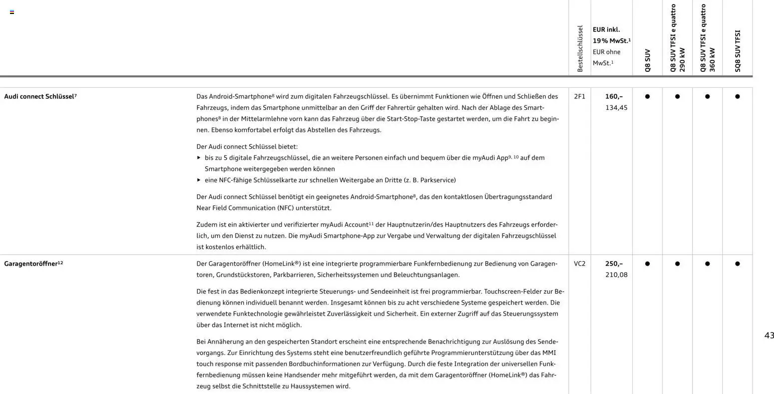 Audi Q8 – gültig ab 06.11.2025 | Seite: 43 | Produkte: Smartphone