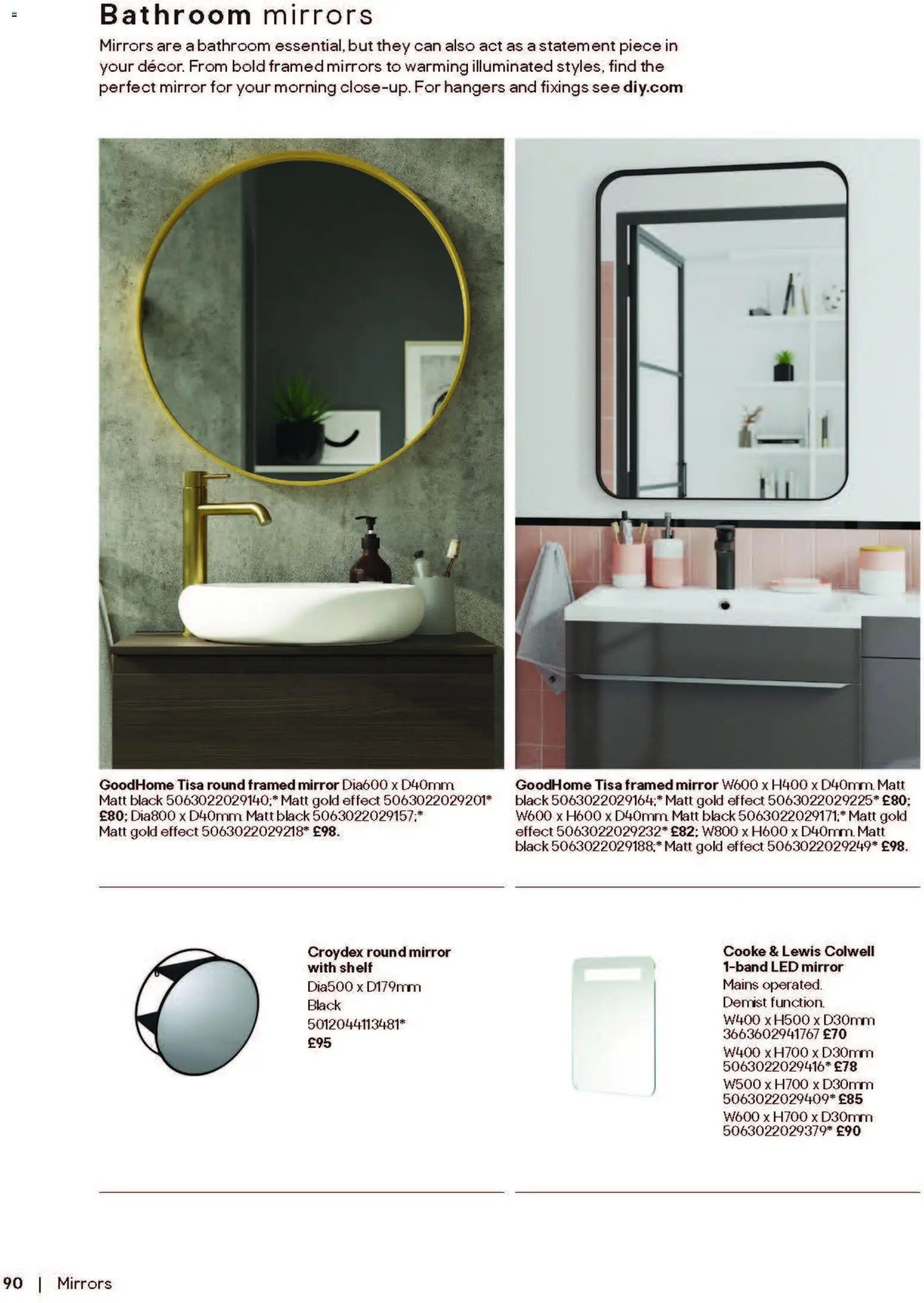 {H1} | Page: 90 | Products: Shelf, Mirror