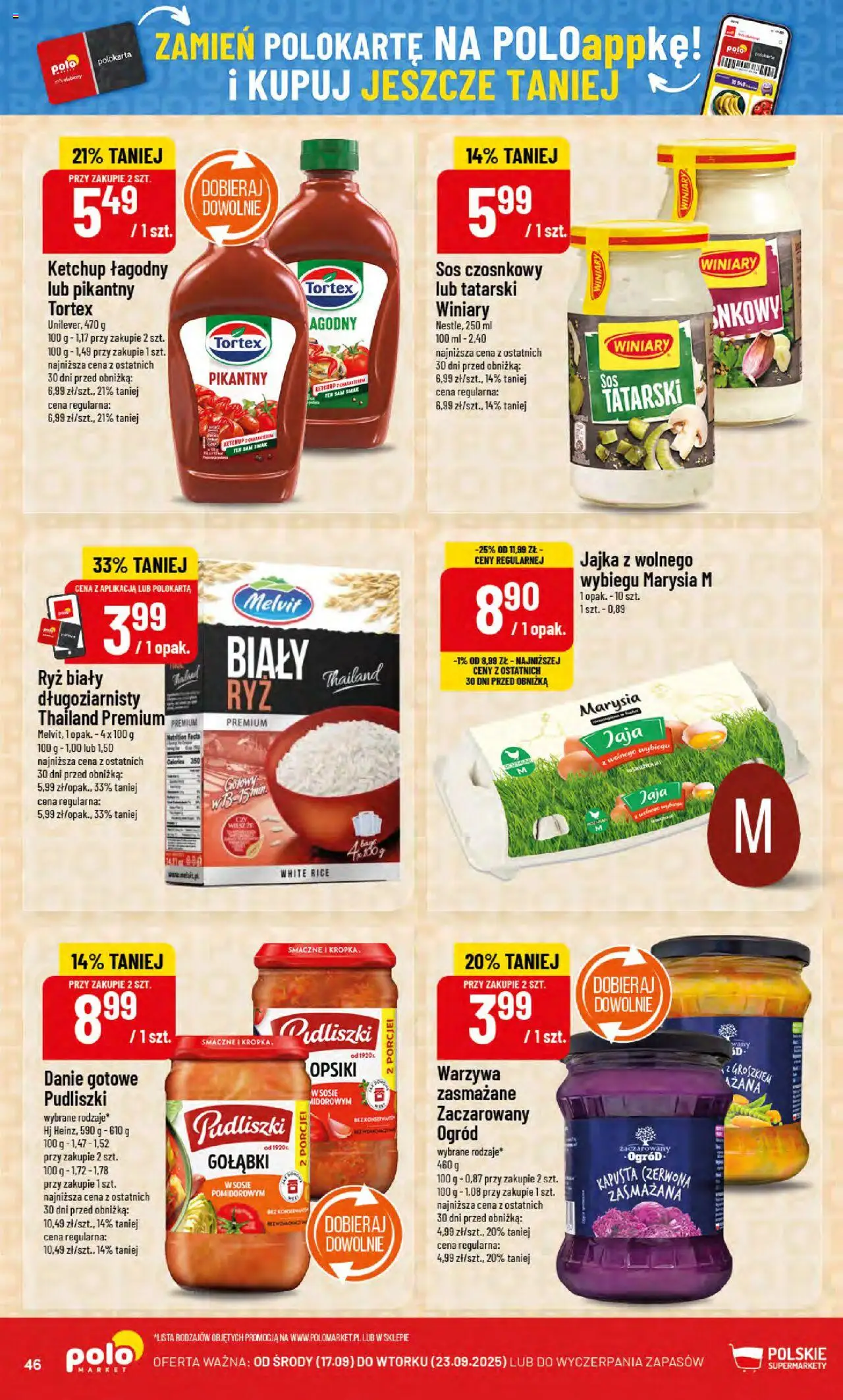POLOmarket Gazetka od 17.09.2025 | Strona: 46 | Produkty: Ketchup, Sos czosnkowy, Jaja, Sos