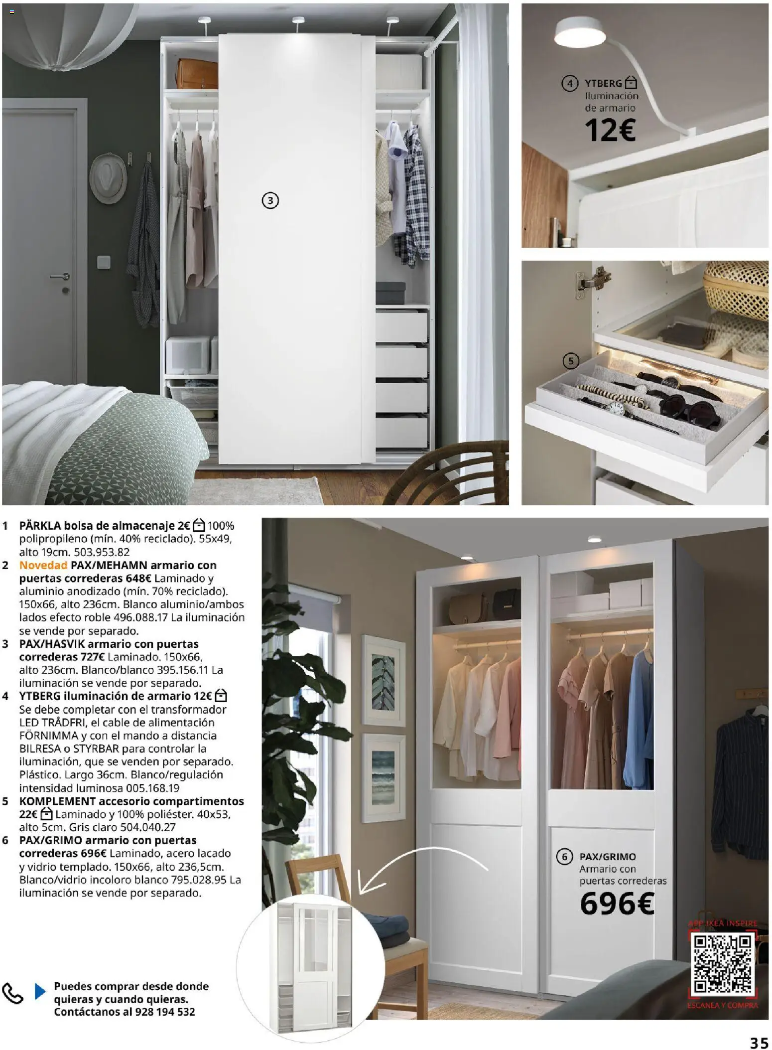 Catálogo IKEA Dormitorios │ válido desde el 01.02.2026 | Página: 35 | Productos: Cable, Bolsa, Galette de chaise, Armario