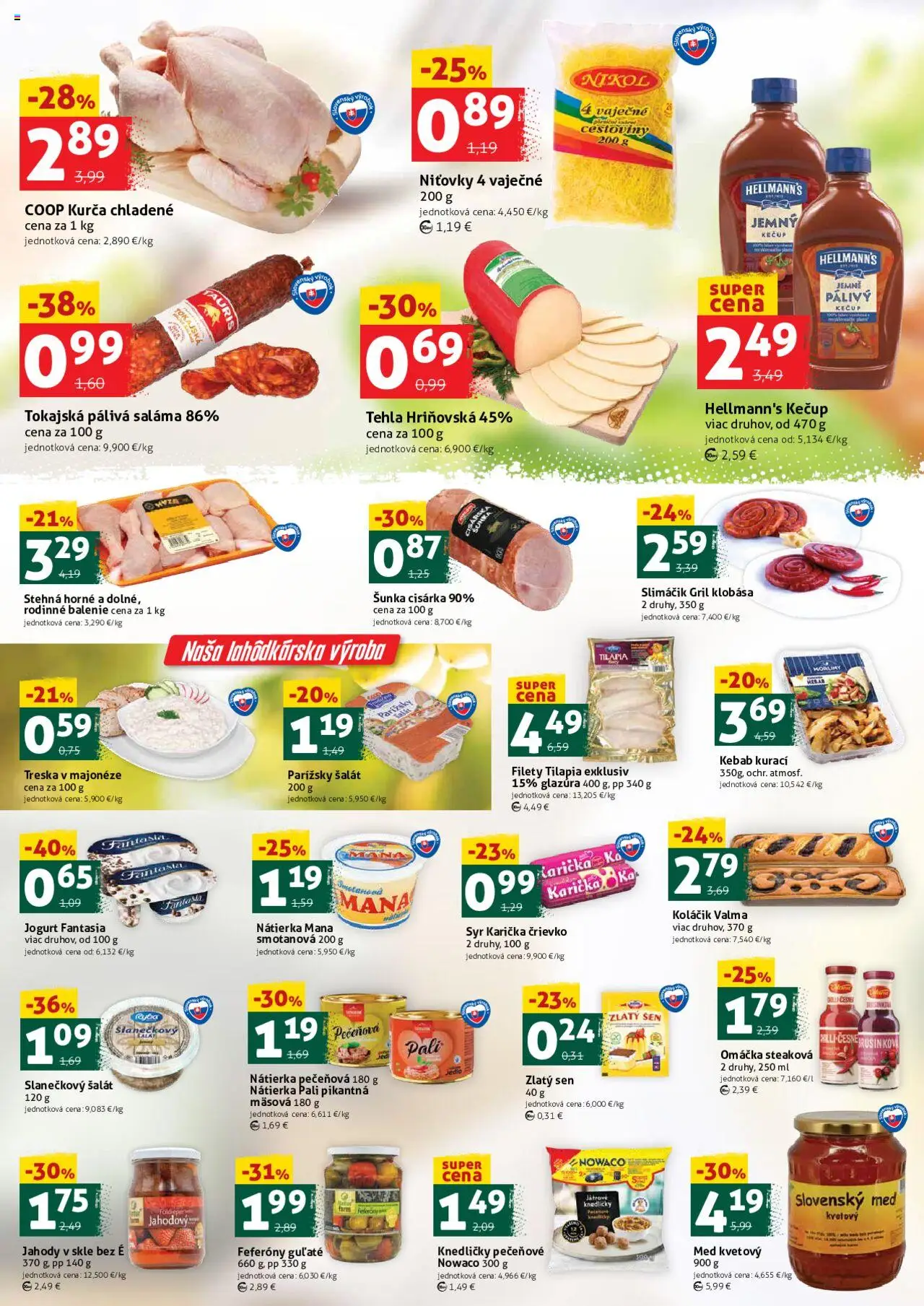 Nové COOP Jednota akcie – leták je platný od 12.09.2025 | Strana: 2 | Produkty: Gril, Šunka, Kečup, Kurča