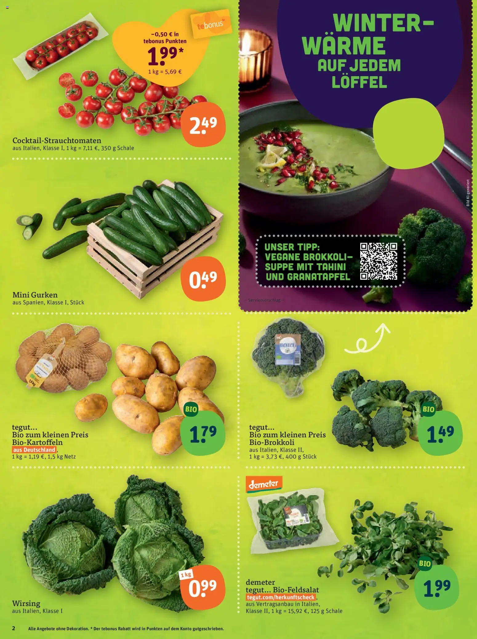 Tegut Prospekt – gültig ab 05.01.2026 | Seite: 4 | Produkte: Granatapfel, Brokkoli, Gurken