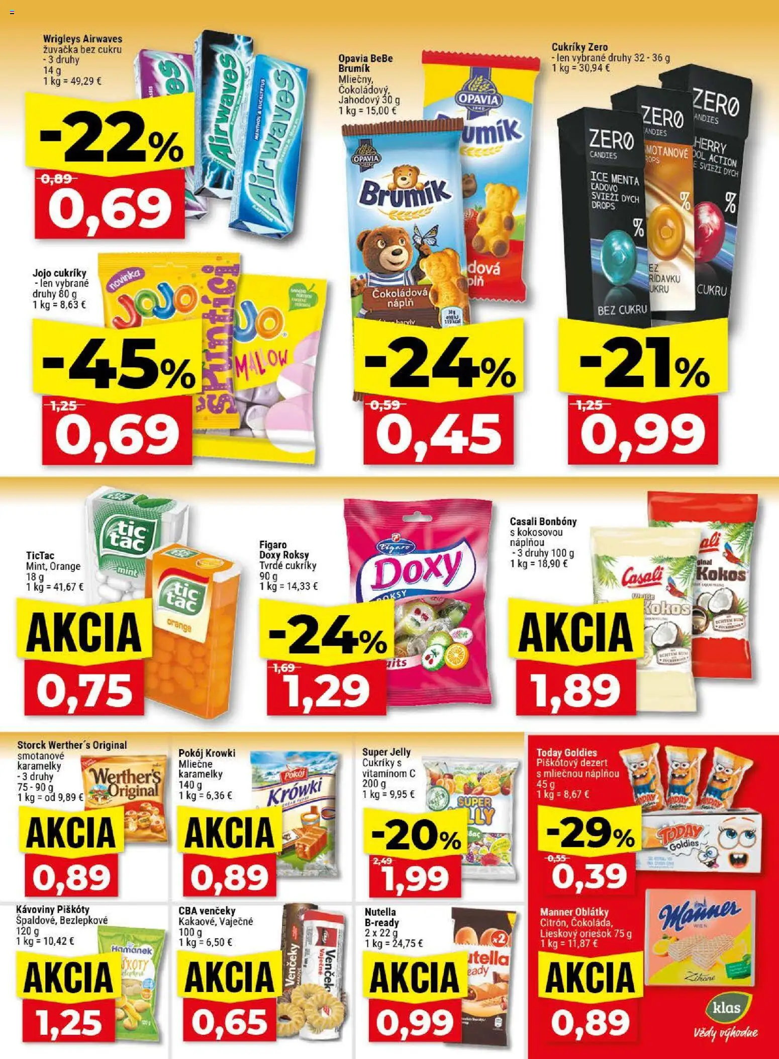 Nové Klas akcie – leták je platný od 20.04.2026 | Strana: 18 | Produkty: Cukríky, Nutella