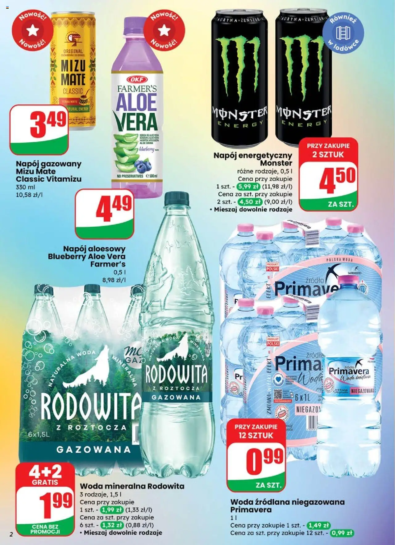Dino Gazetka od 08.10.2025 | Strona: 2 | Produkty: Napój aloesowy, Woda źródlana, Woda, Yerba mate