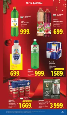 Guinness Ír barna sör pohárral*, Alkoholtartalom: 4,2% +3x50 Ft betétdíj 3 x 0,44 l; 1 l = 3030 Ft - amely érvényes a következő dátumtól: 11.12.2025 | Oldal: 63