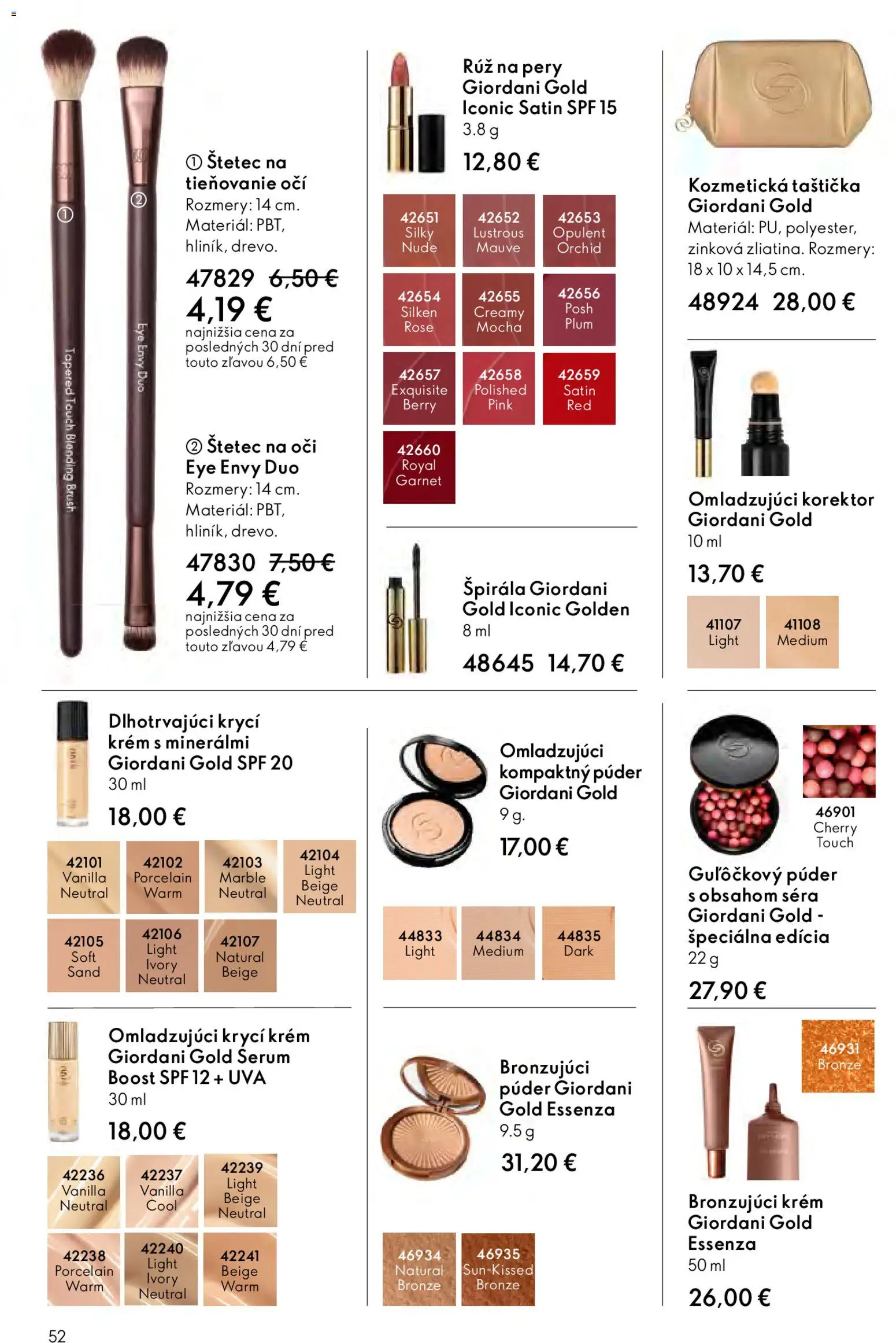 Nové Oriflame akcie – leták je platný od 15.04.2026 | Strana: 52 | Produkty: Korektor, Púder, Rúž na pery, Krém