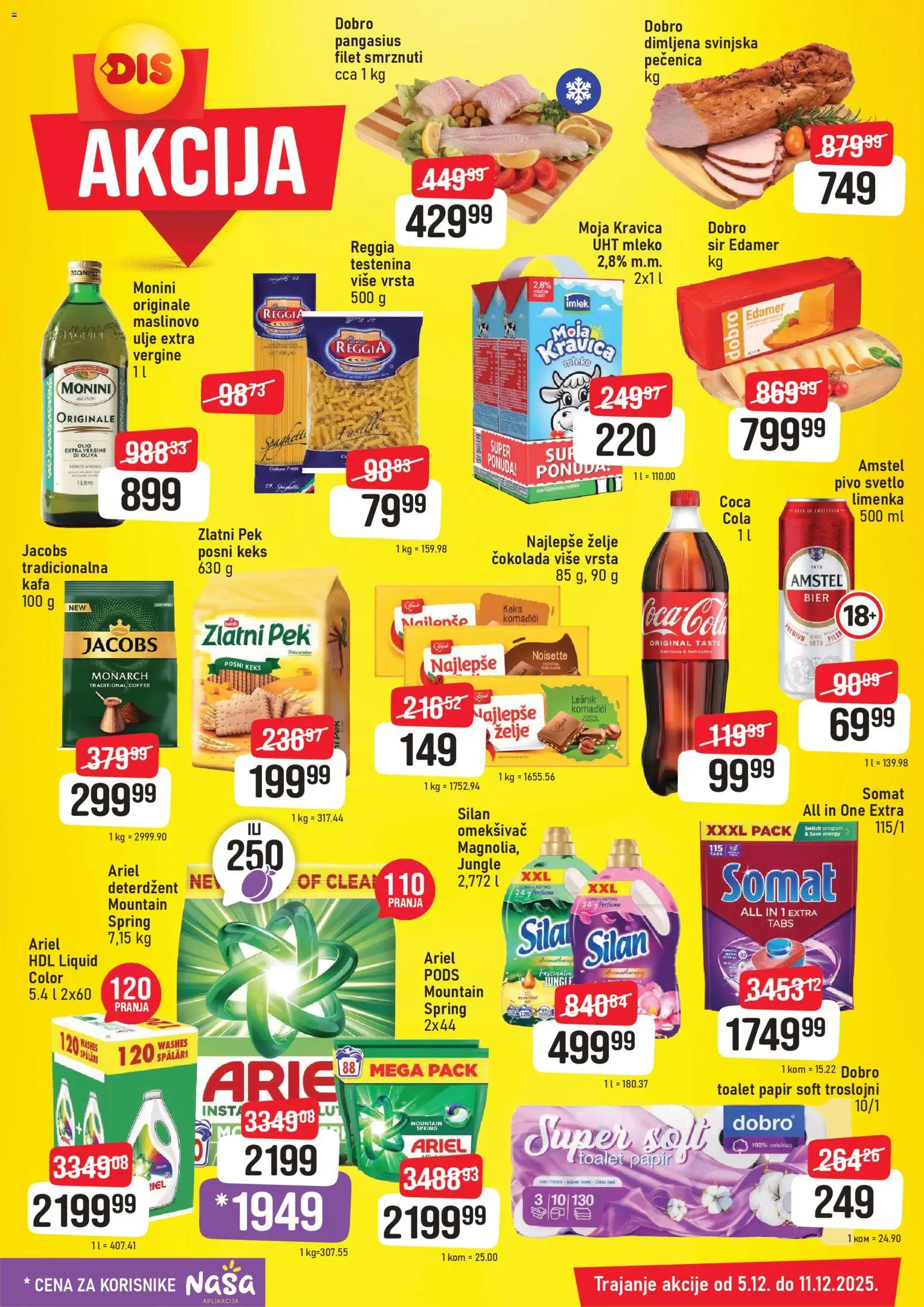 Super DIS katalog - važi od 05.12.2025 | Strana: 2 | Proizvode: Amstel, Monini, Edamer, Moja kravica