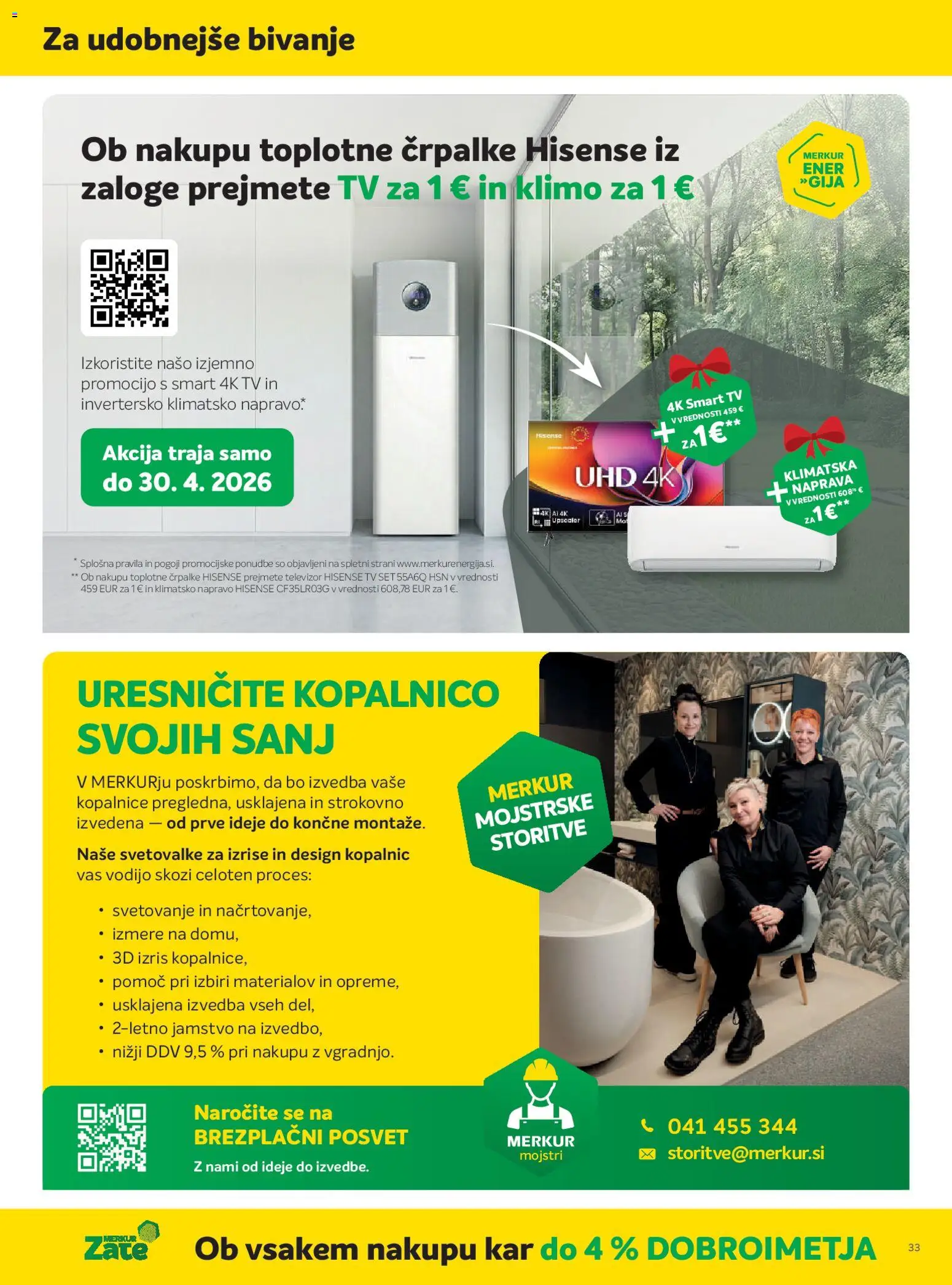 Novi Merkur katalog ponudbe – veljaven od 01.04.2026 | Stran: 33 | Izdelki: Televizor, Tv, Klimatska naprava