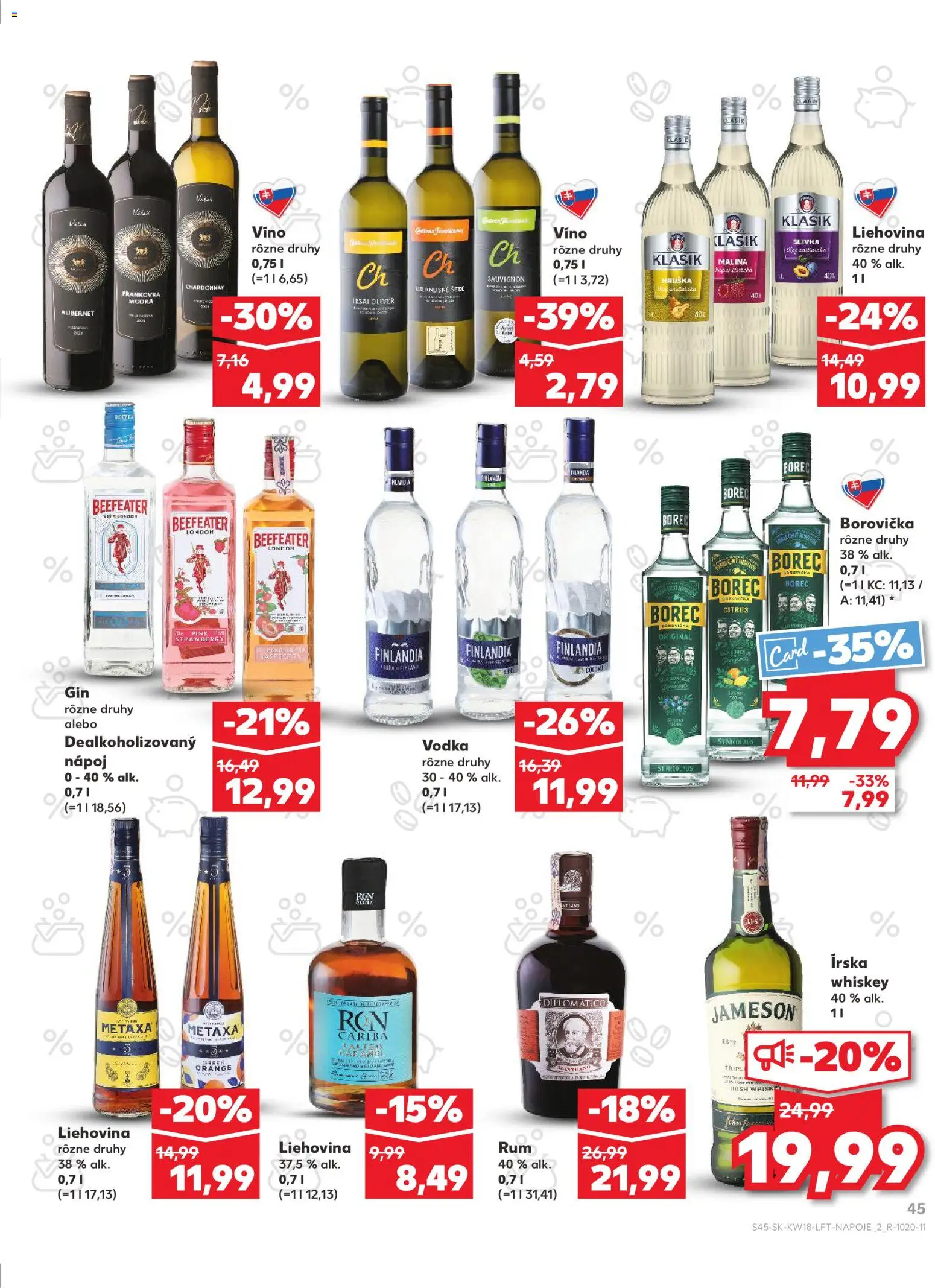 Nové Kaufland akcie – leták je platný od 30.04.2026 | Strana: 45 | Produkty: Diplomatico, Jameson, Borovička, Vodka