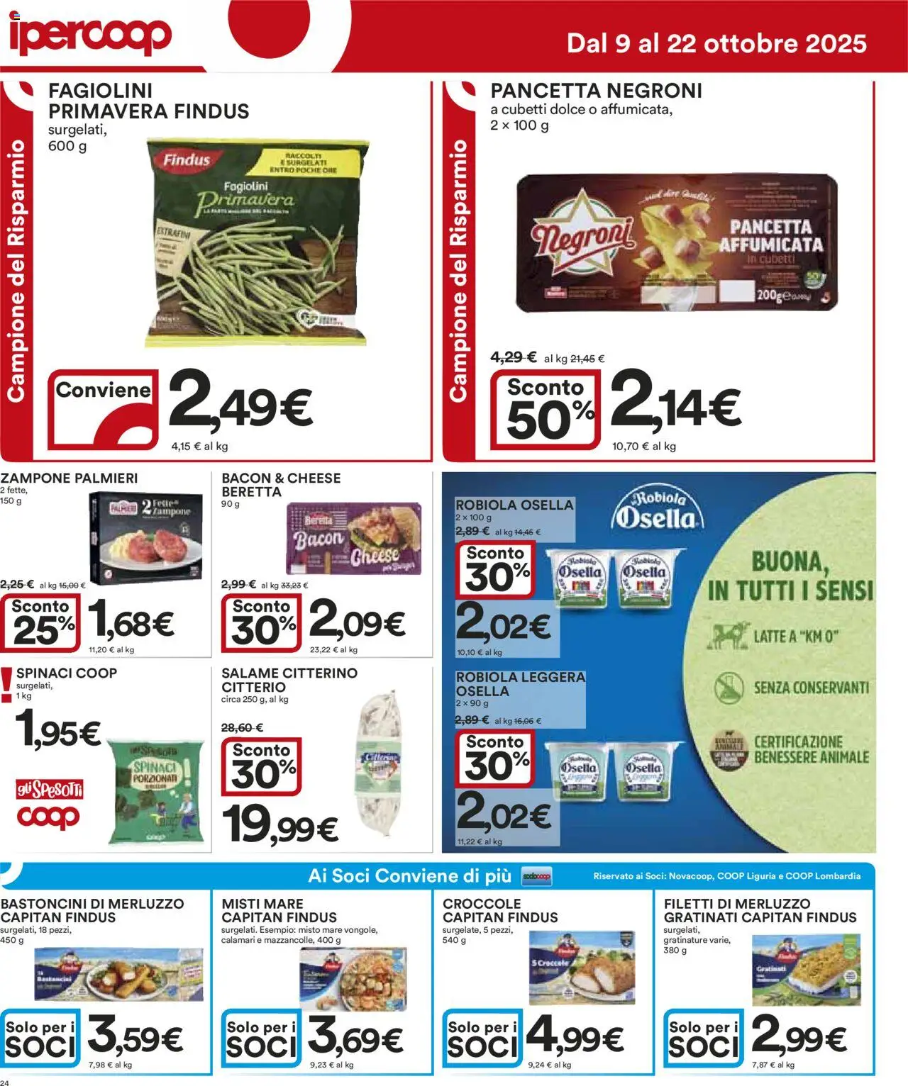 Volantino Ipercoop del 09.10.2025 | Pagina: 24 | Prodotti: Salame, Merluzzo, Pancetta, Robiola