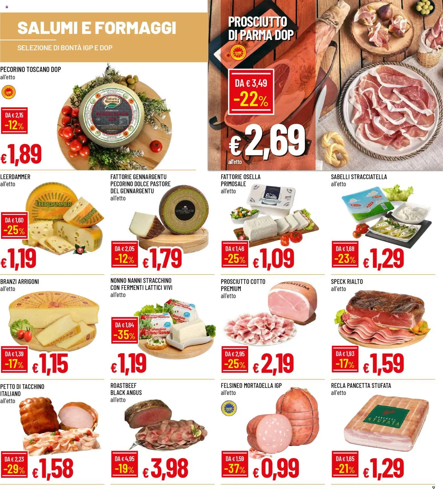 Volantino Galassia del 08.01.2026 | Pagina: 9 | Prodotti: Speck, Prosciutto di Parma, Tonno, Mortadella
