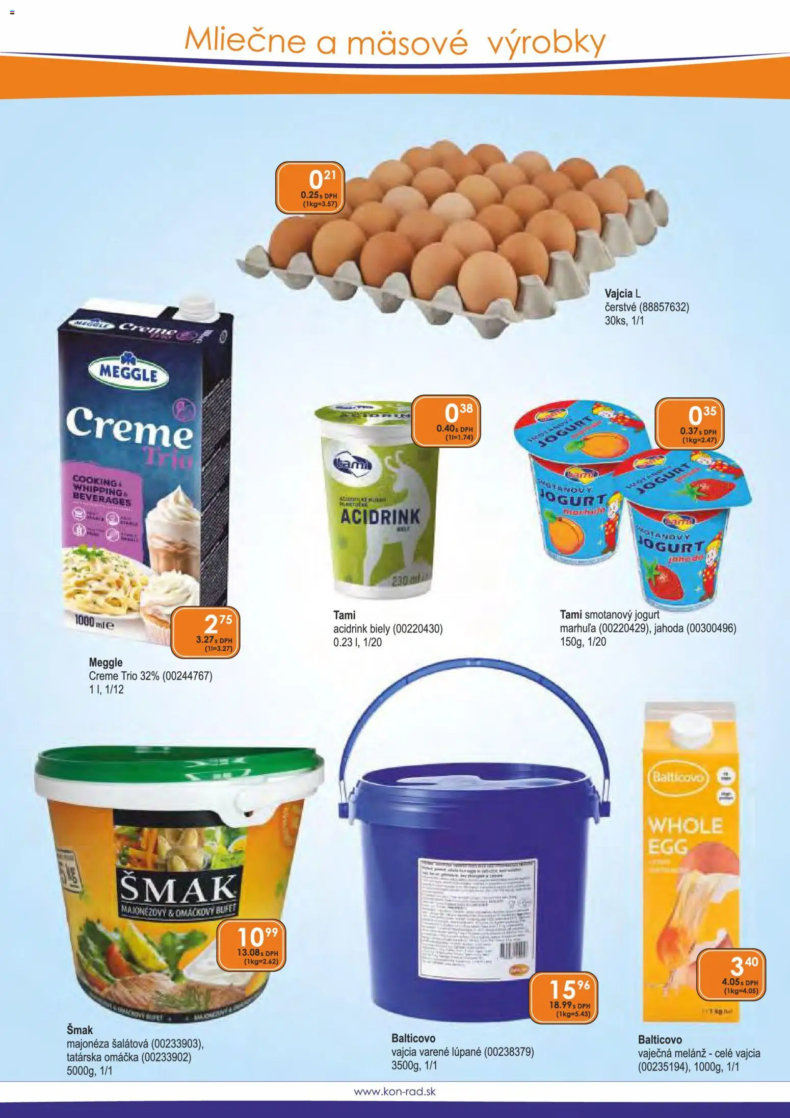 Nové KON - RAD akcie – leták je platný od 01.03.2026 | Strana: 33 | Produkty: Jogurt, Vajcia, Tatárska omáčka, Omáčka