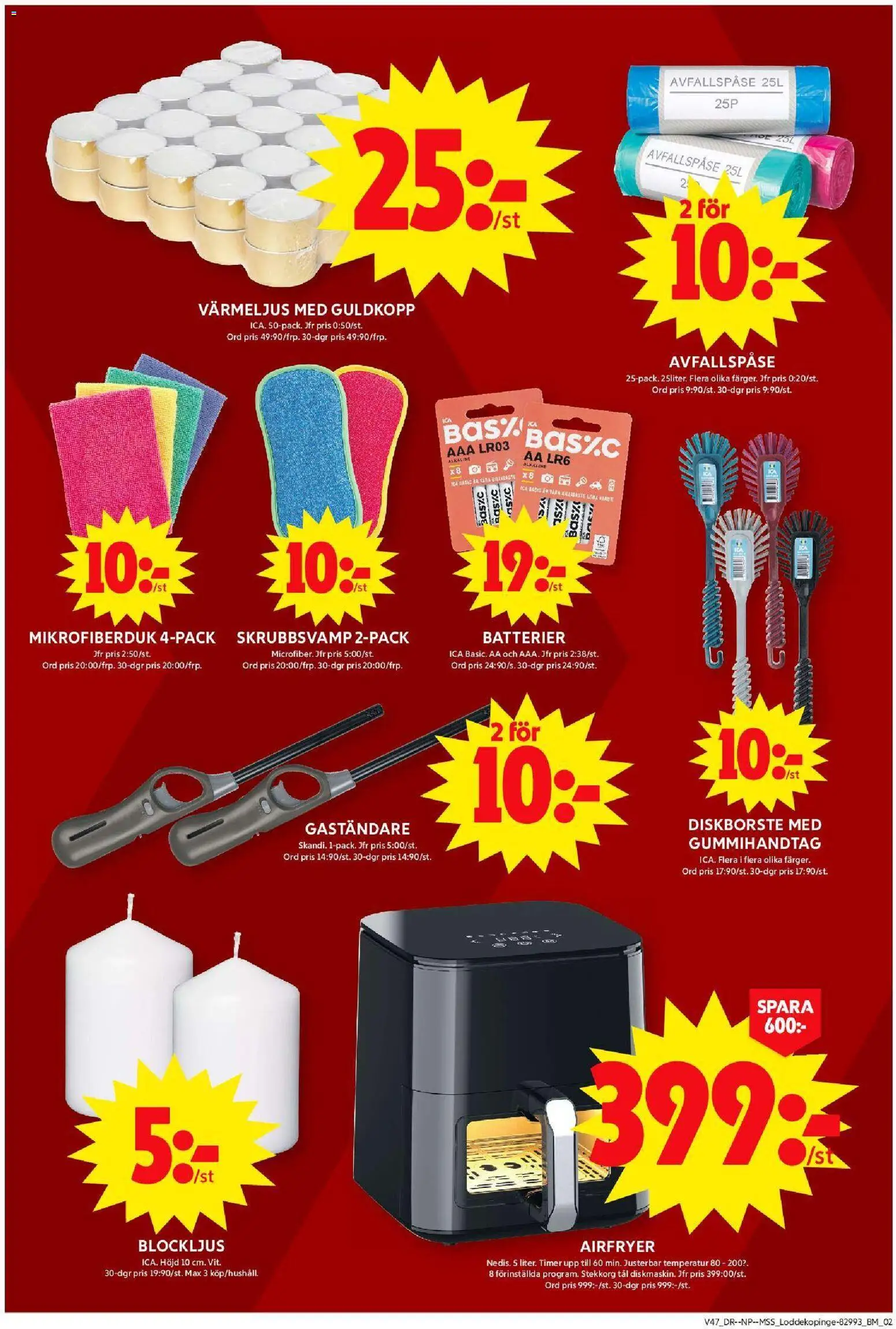 ICA Maxi reklamblad aktuell från 17.11.2025 | Sida: 8 | Produkter: Batterier, Värmeljus, Airfryer