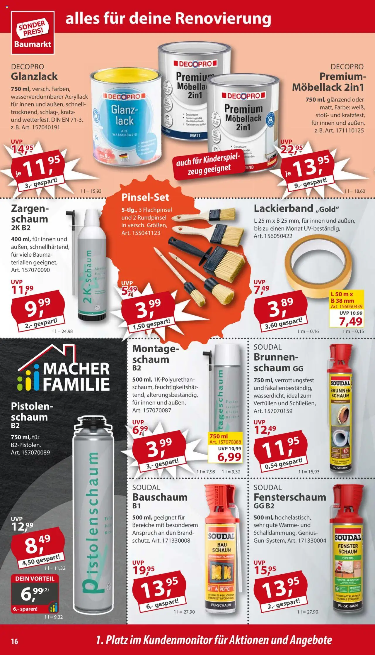 Sonderpreis Baumarkt Prospekt 	 - gültig ab dem 31.05.2025 | Seite: 16