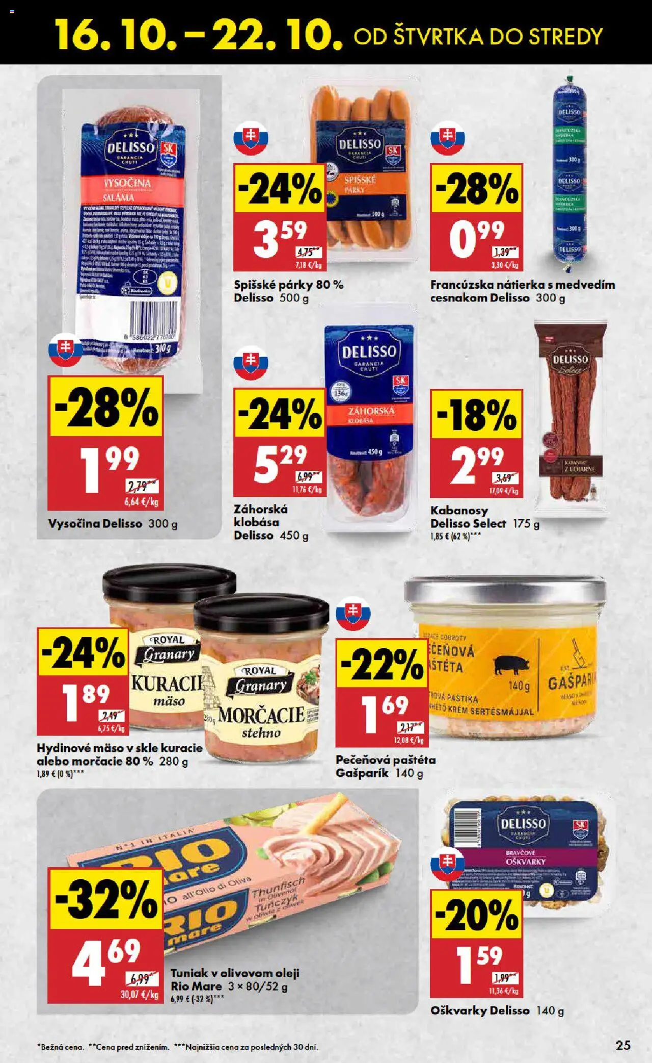 Nové Biedronka akcie – leták je platný od 16.10.2025 | Strana: 25 | Produkty: Tuniak, Klobása, Krém, Párky