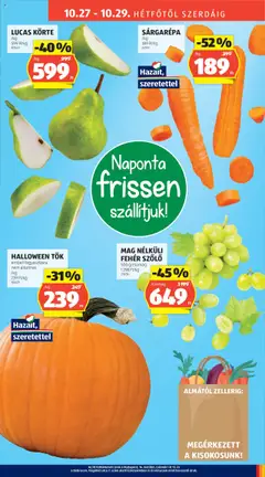 MAG NÉLKÜLI FEHÉR SZŐLŐ, Seedless white grapes, 500 g/csomag - amely érvényes a következő dátumtól: 24.10.2025 | Oldal: 35