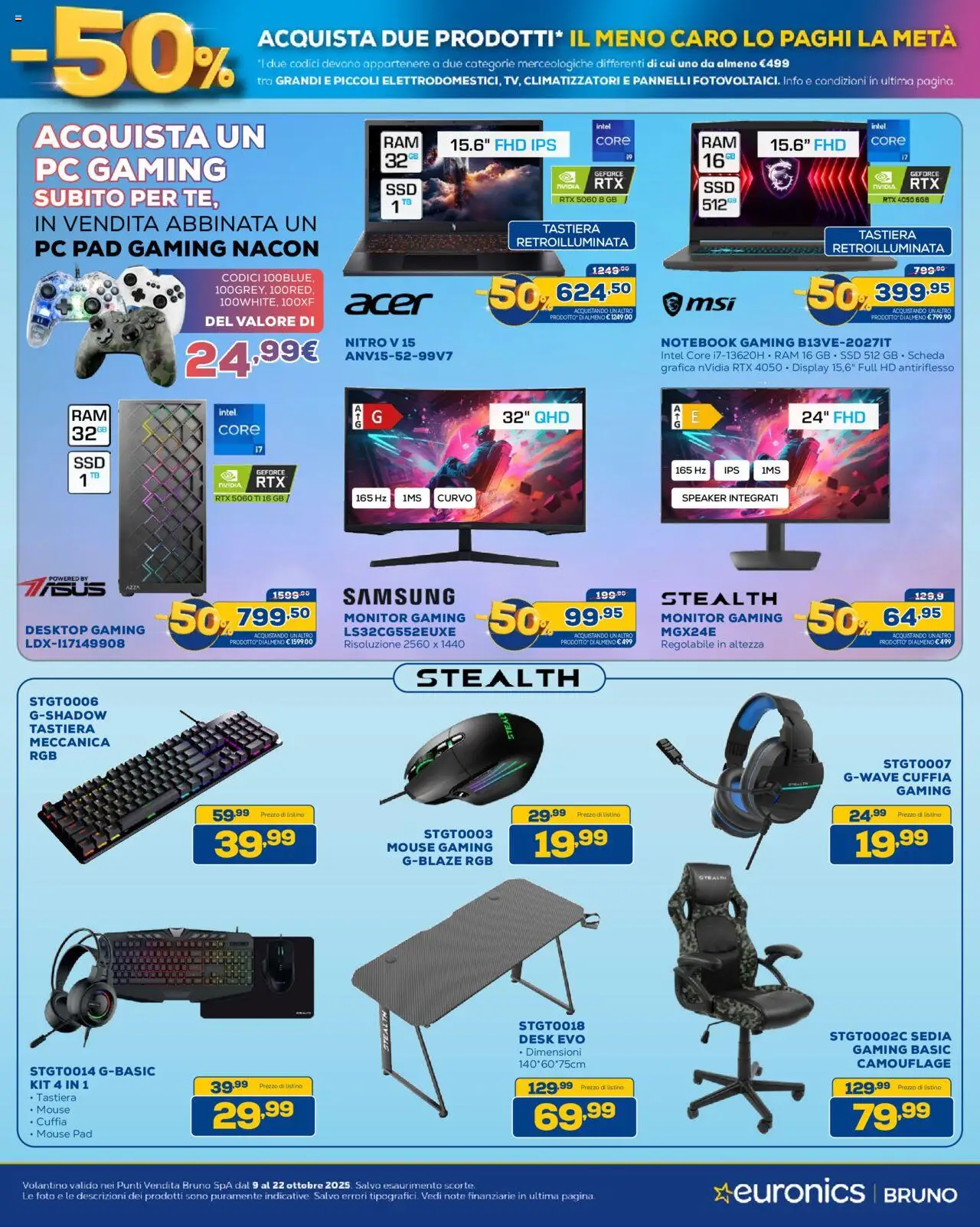 Volantino Euronics del 09.10.2025 | Pagina: 13 | Prodotti: Monitor, PC, Mouse, Speaker