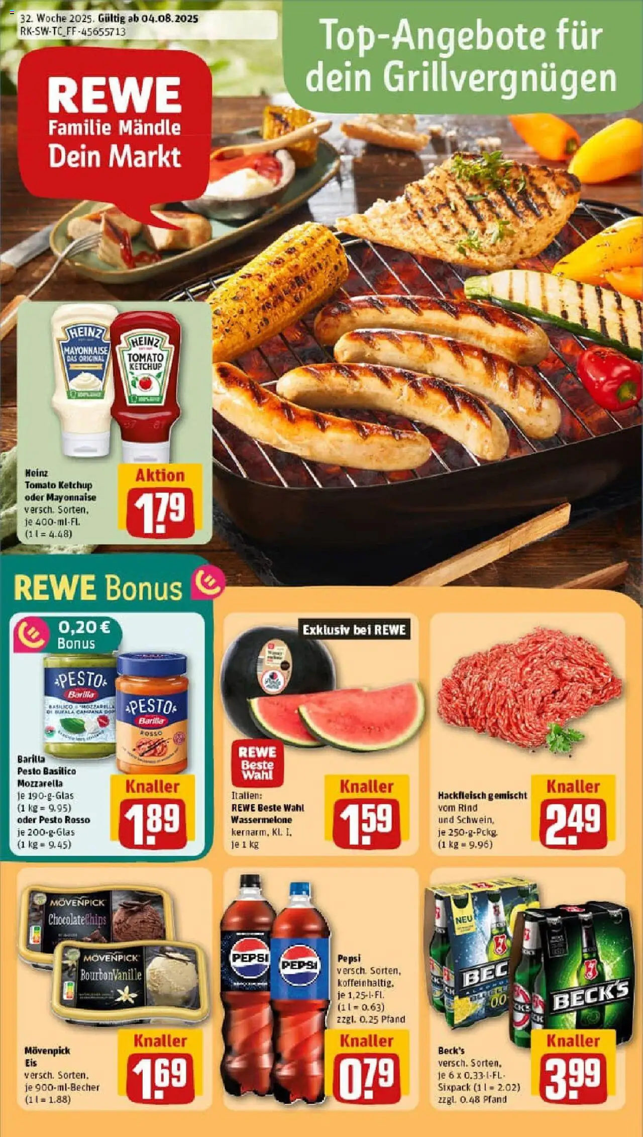 Rewe prospekt Neu-Ulm / Ludwigsfeld	 - gültig ab dem 03.08.2025 | Seite: 1 | Produkte: Barilla, Movenpick eis, Pepsi, Ketchup