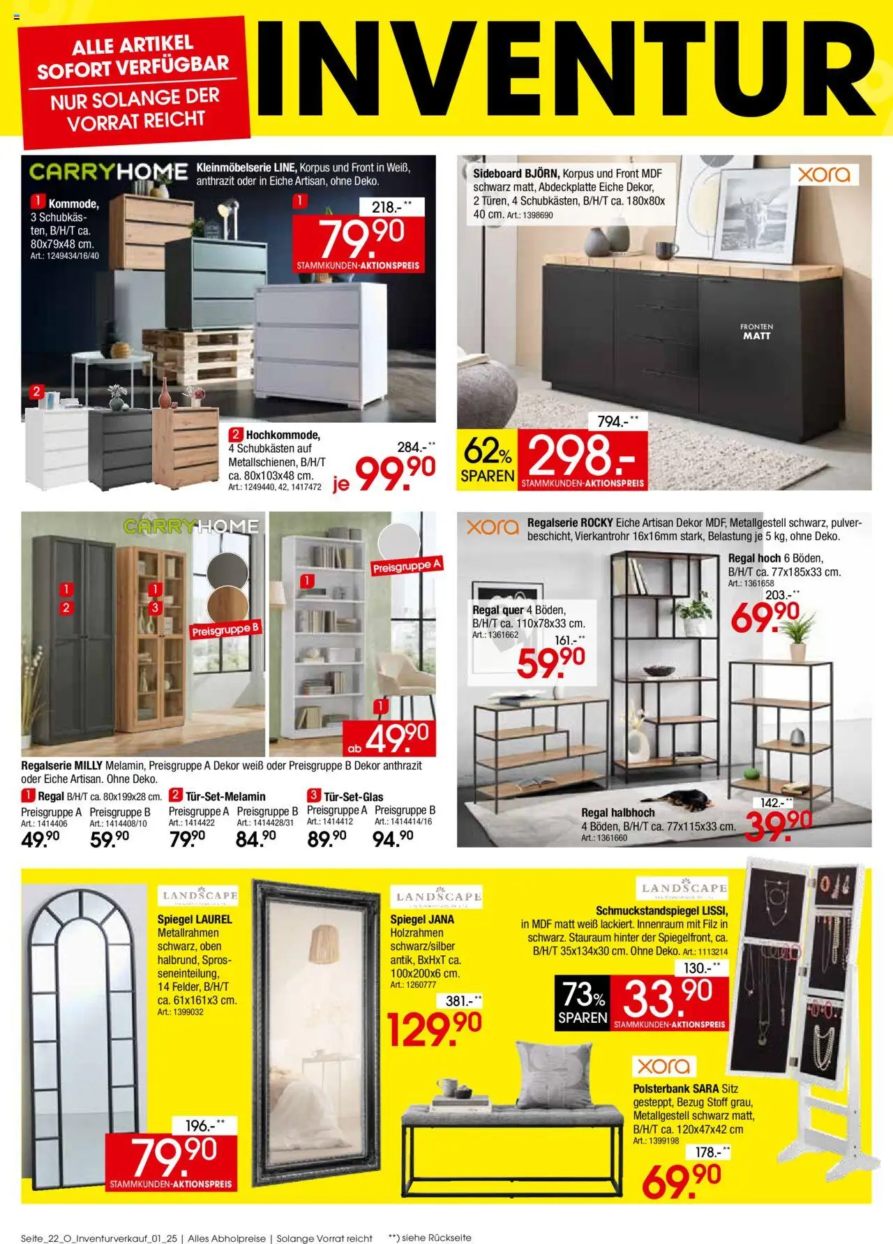 Zurbrüggen Inventurverkauf - gültig ab dem 04.08.2025 | Seite: 24 | Produkte: Sideboard, Regal, Spiegel