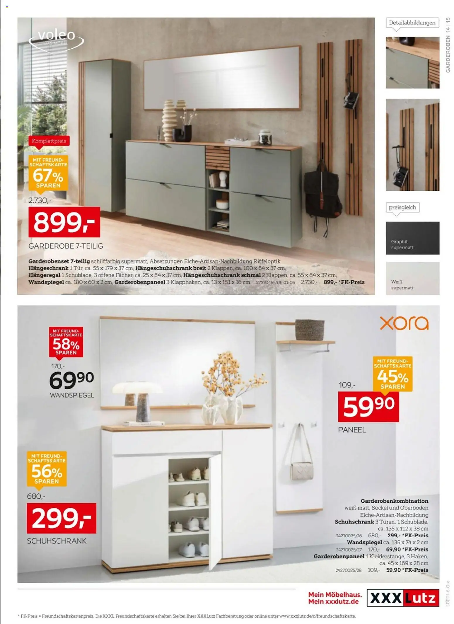 XXXL Lutz - Wohnaccessoires – gültig ab 28.12.2025 | Seite: 15 | Produkte: Wandspiegel, Garderobenset, Hängeschrank