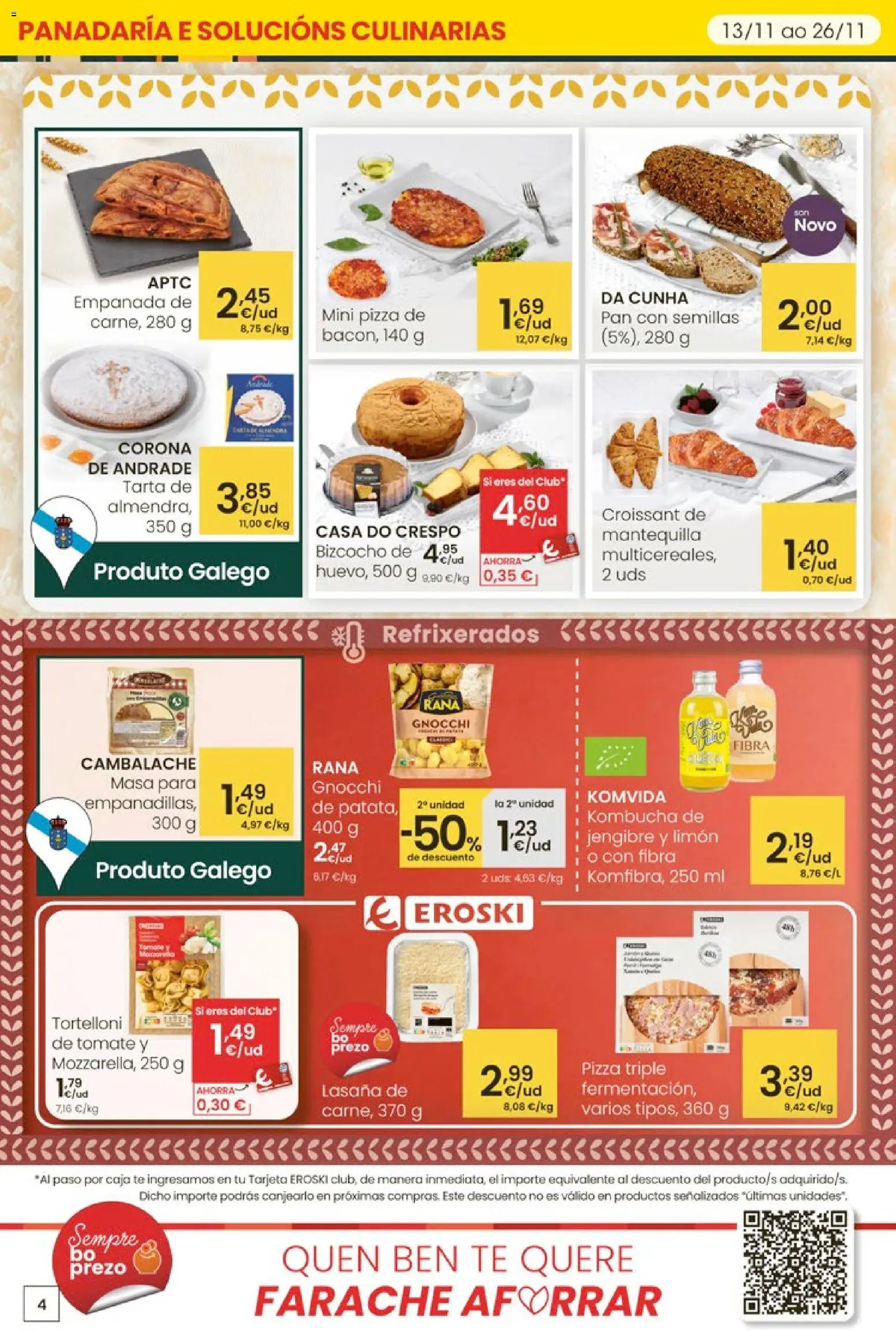 Eroski - Adiántate ao Nadal │ válido desde el 13.11.2025 | Página: 4 | Productos: Croissant, Lasaña, Συσκευή ροής, Caja