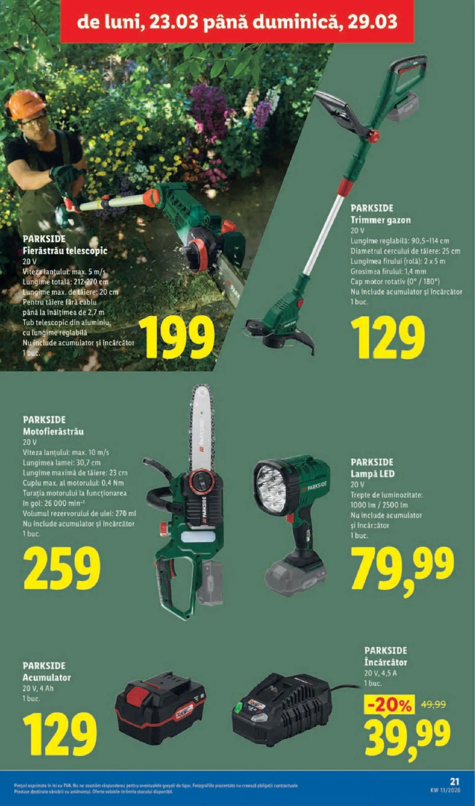 Noul catalog Lidl – valabil de la 23.03.2026 | Pagină: 21 | Produse: Trimmer, Cablu, Babak, Lampă