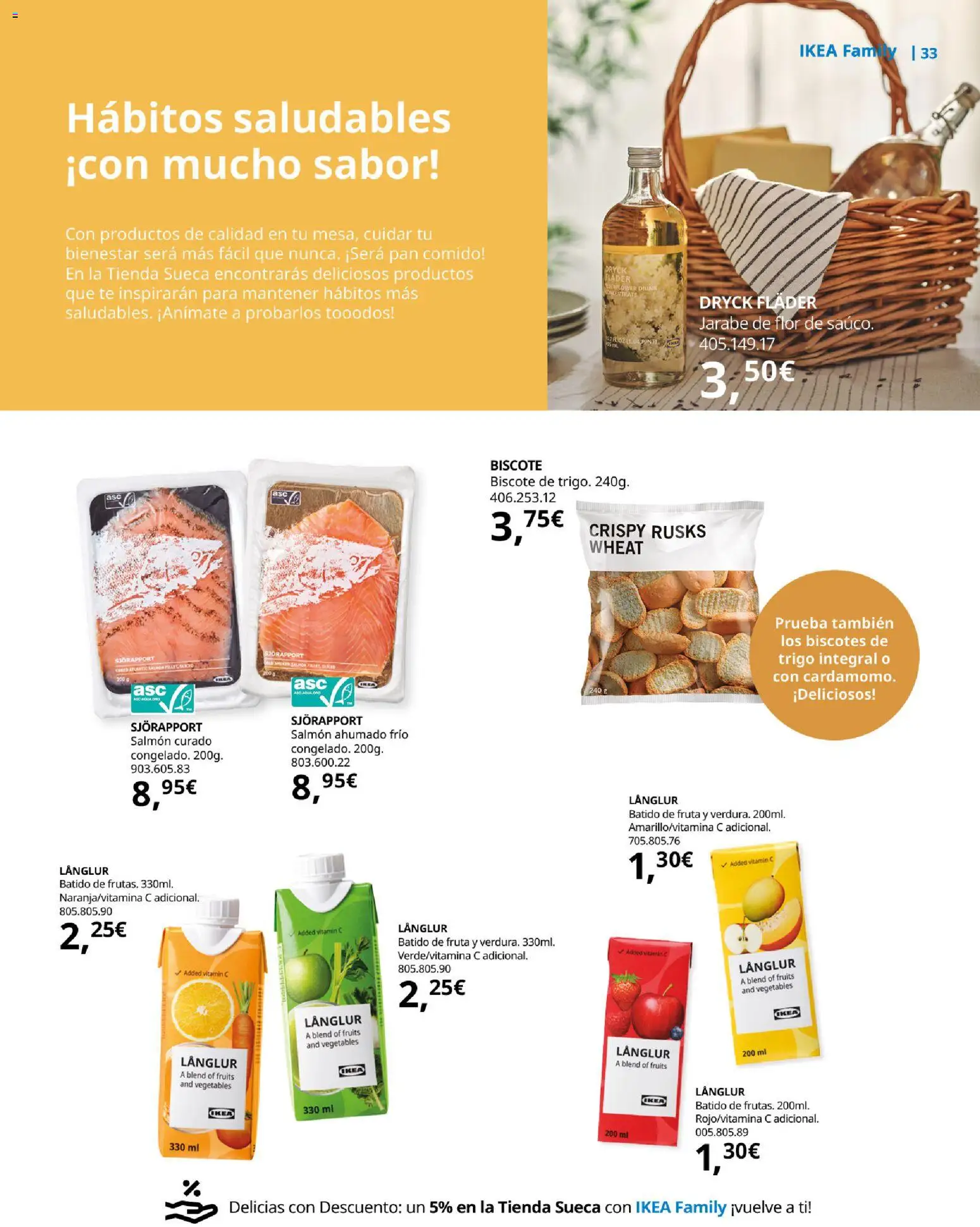 Catálogo IKEA Family Mallorca │ válido desde el 01.01.2026 | Página: 33 | Productos: Pan, Té, Salmón ahumado