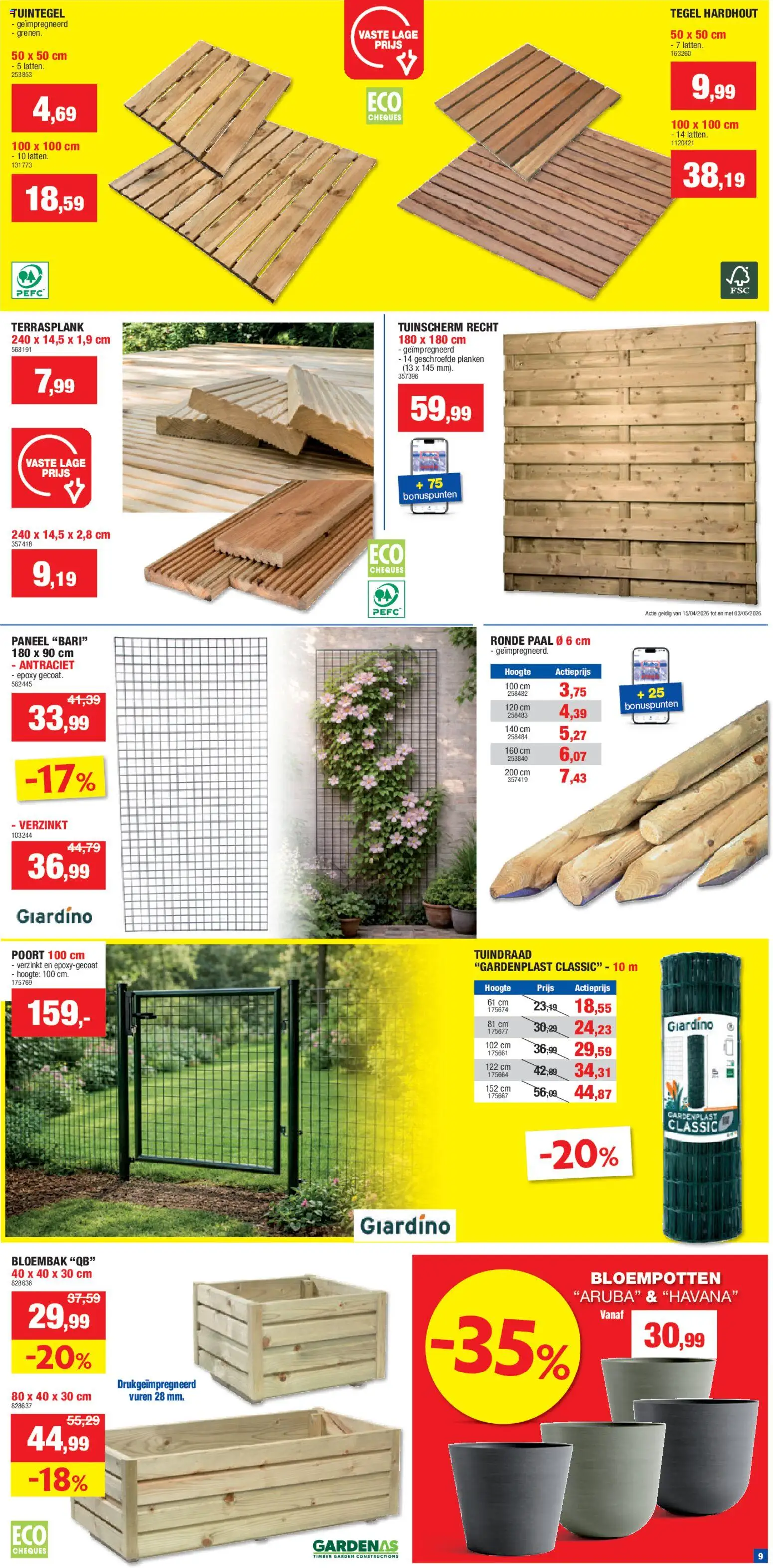 {H1} | Pagina: 9 | Producten: Ostyalap, Nourriture pour chat, Paal, Planken