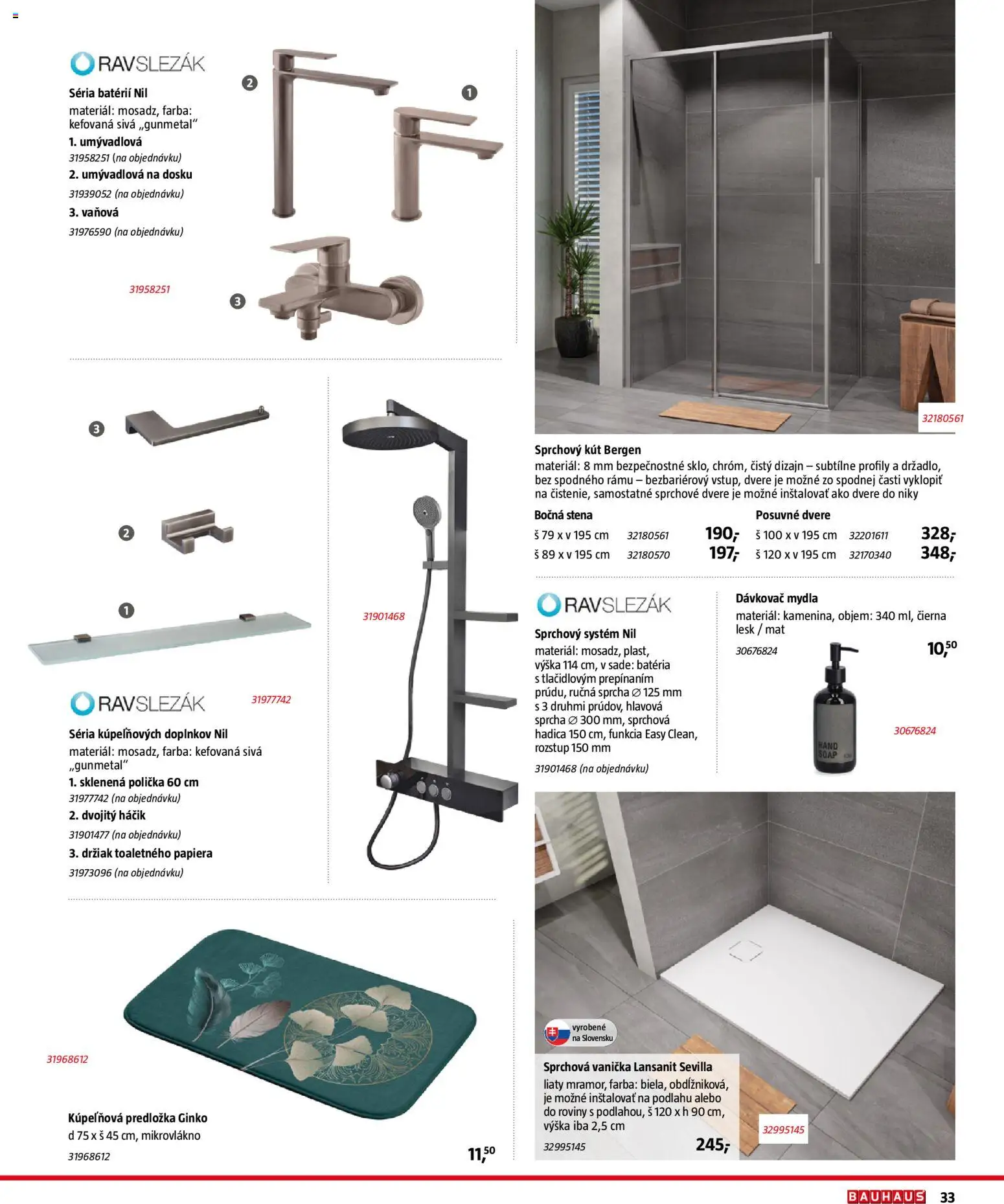 Nové Bauhaus akcie – leták je platný od 15.12.2025 | Strana: 33 | Produkty: Sprchové dvere, Sprchový kút, Dvere