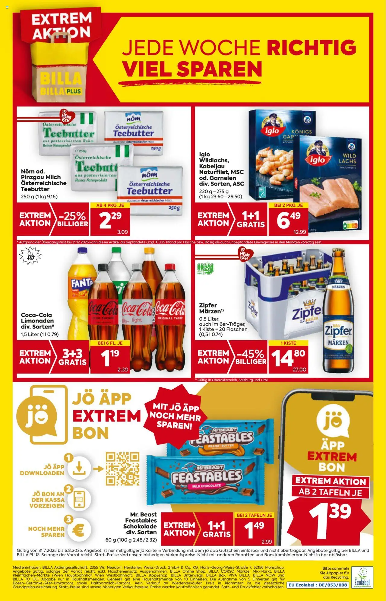 Billa AT akciós ujság - amely érvényes a következő dátumtól: 31.07.2025 | Oldal: 20 | Termékek: Fanta, Coca Cola, Cola