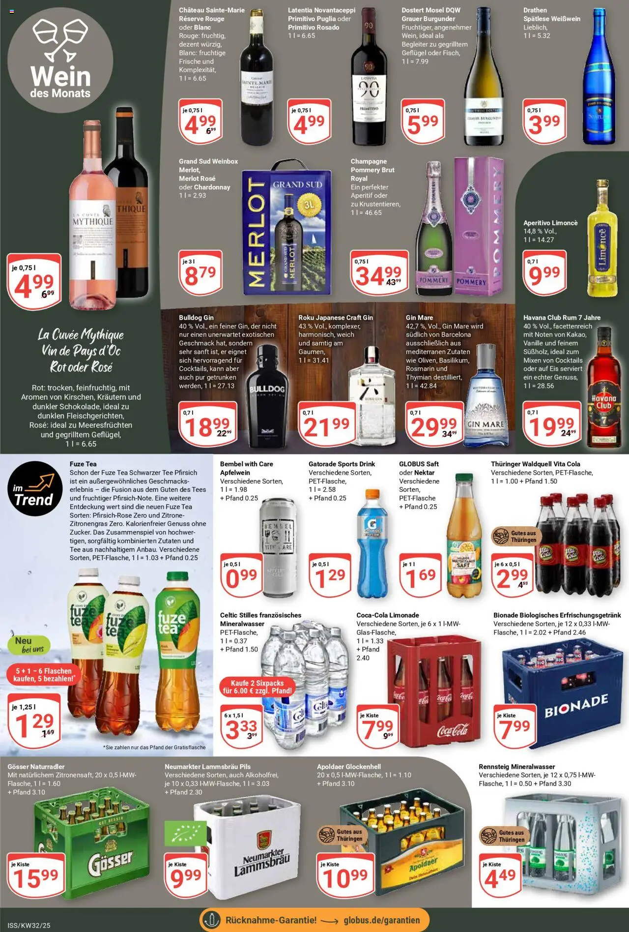 Globus Prospekt 	 - gültig ab dem 04.08.2025 | Seite: 19 | Produkte: Fuze tea, Zitronengras, Weißwein, Pfirsich