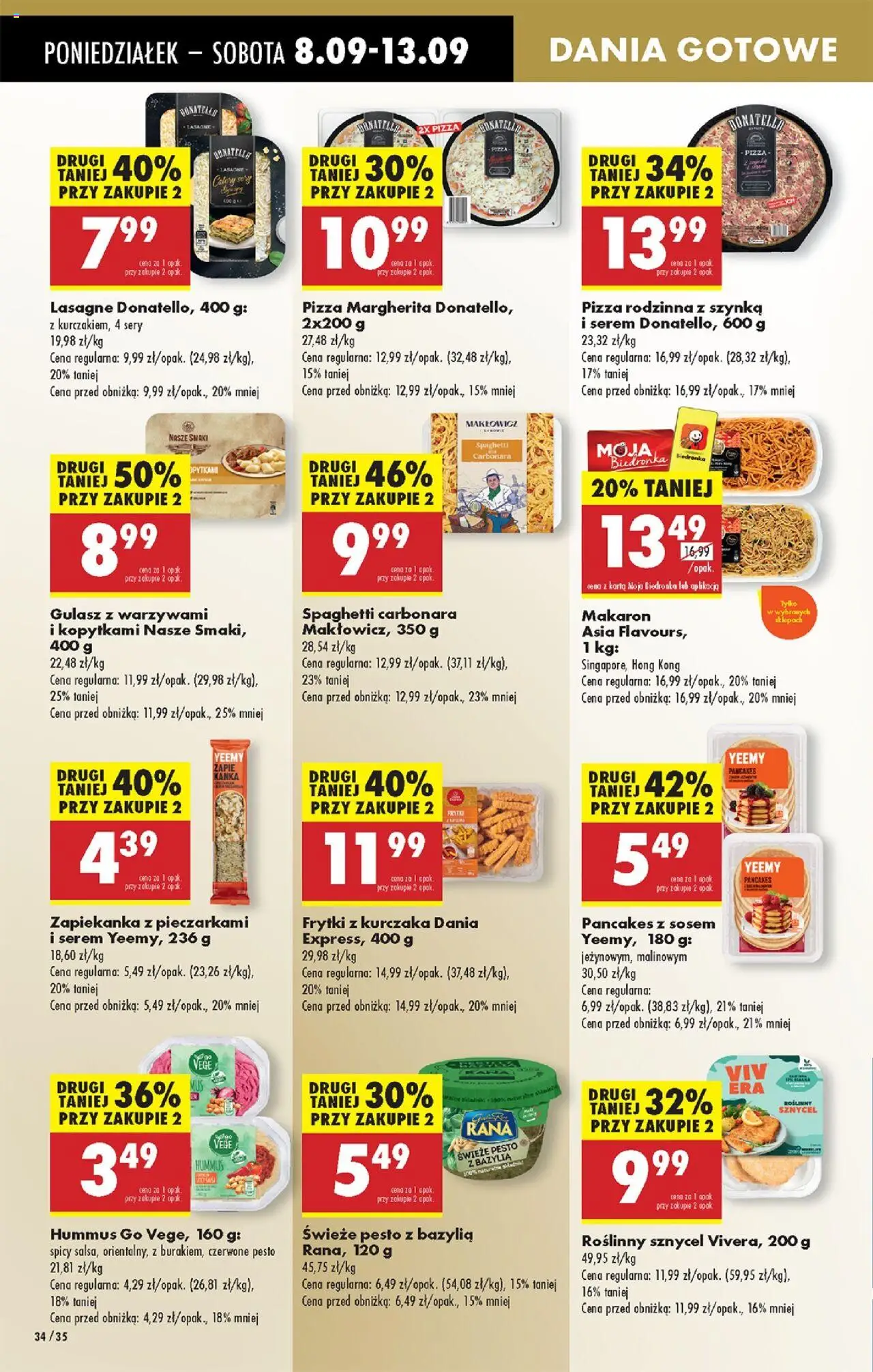 Biedronka gazetka od 08.09.2025 | Strona: 40 | Produkty: Zapiekanka, Szynka, Pizza, Makaron