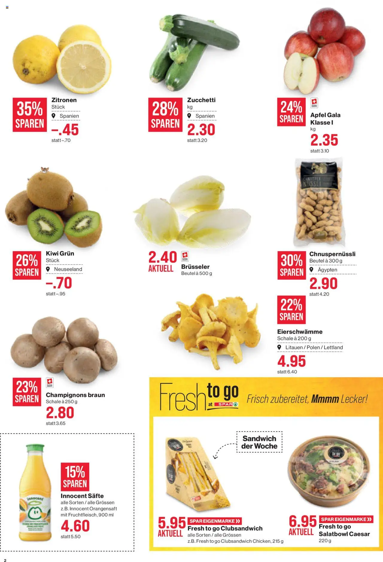 SPAR Aktionen – gültig ab 23.10.2025 | Seite: 2 | Produkte: Kammerjunker, Orangensaft, Champignons, Äpfel