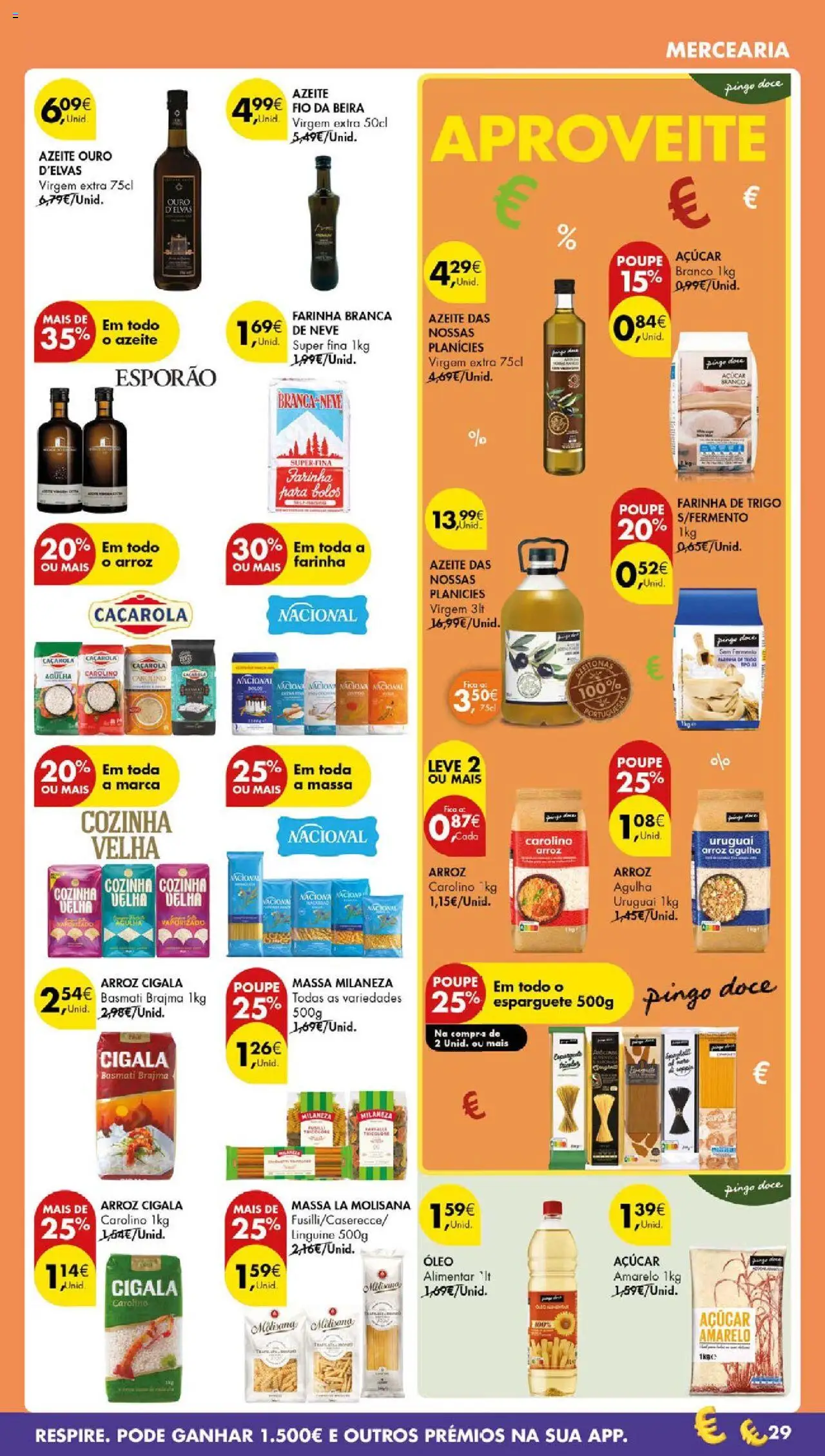 Pingo Doce folheto │ válido de 14.10.2025 | Página: 31 | Produtos: Esparguete, Azeite, Farinha de trigo, Massa milaneza