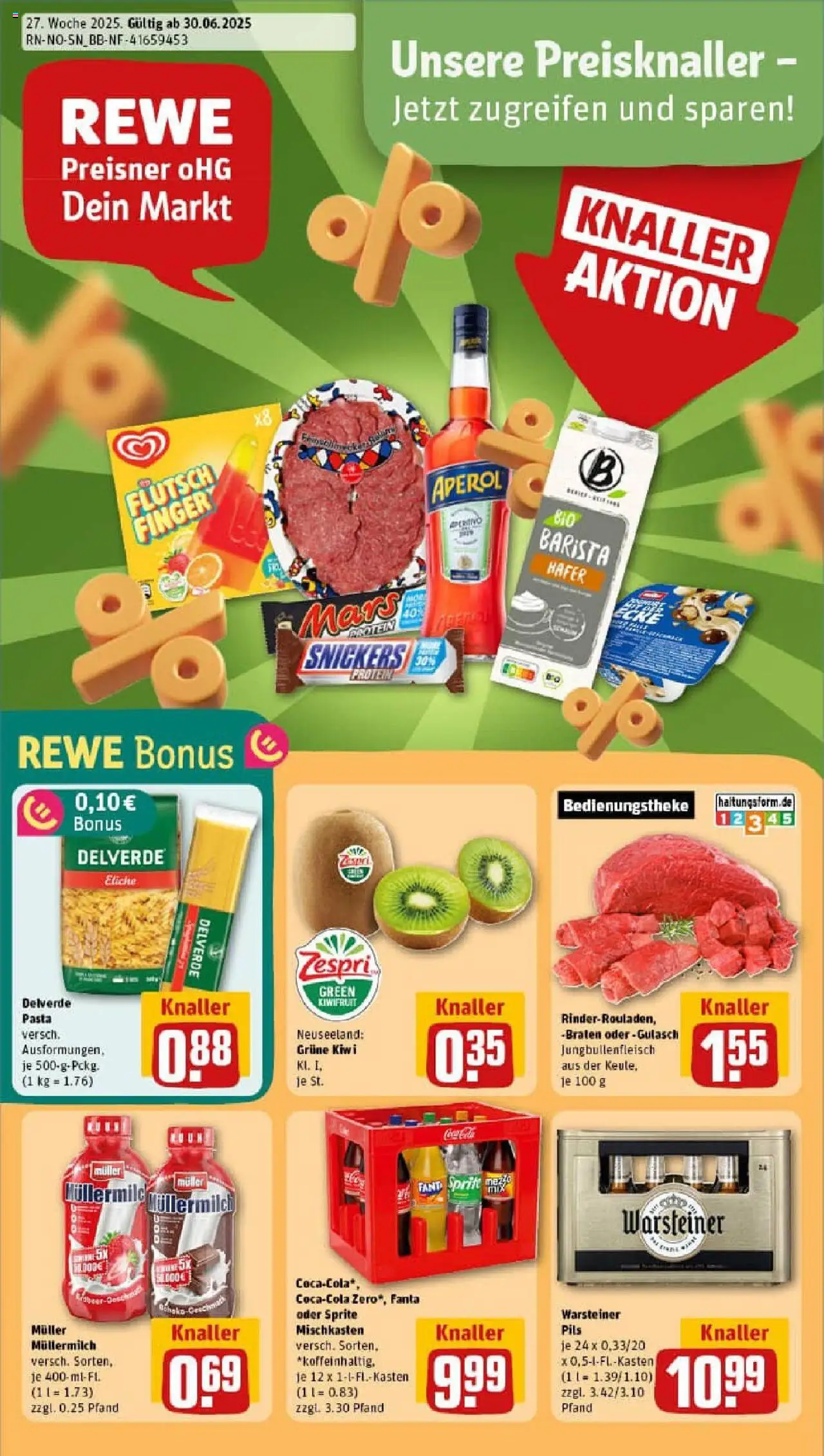 Rewe prospekt Hardegsen	 - gültig ab dem 29.06.2025 | Seite: 1 | Produkte: Pils, Snickers, Kiwi, Muller mullermilch