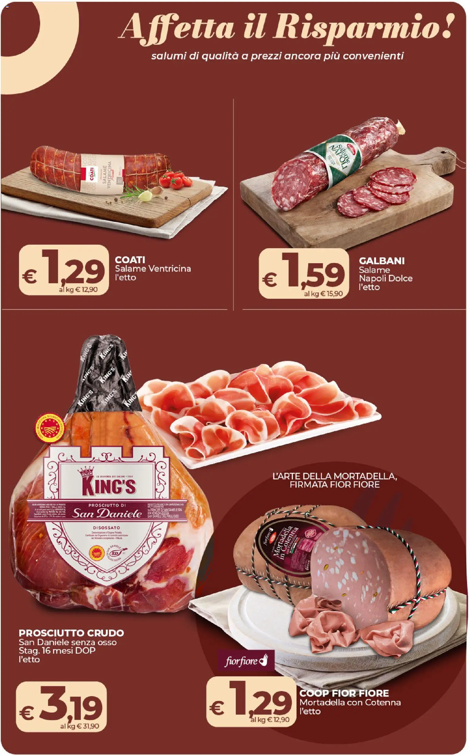 Volantino Ipercoop del 27.01.2026 | Pagina: 19 | Prodotti: Prosciutto Crudo, Salame, Prosciutto, Mortadella