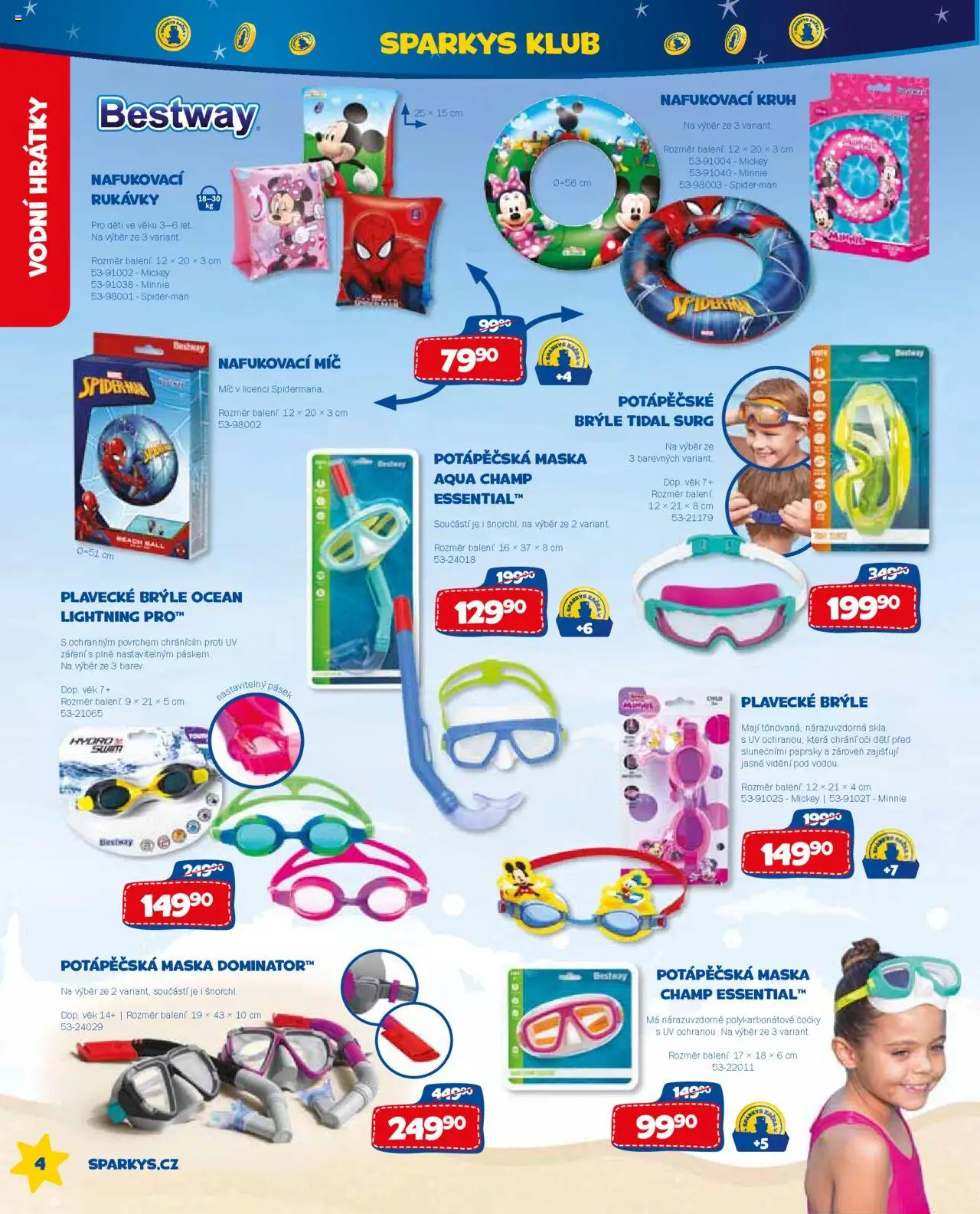Sparkys katalog léto 2025 od 01.01.2025 | Strana: 4 | Produkty: Brýle, Rukávky, Plavecké brýle, Maska