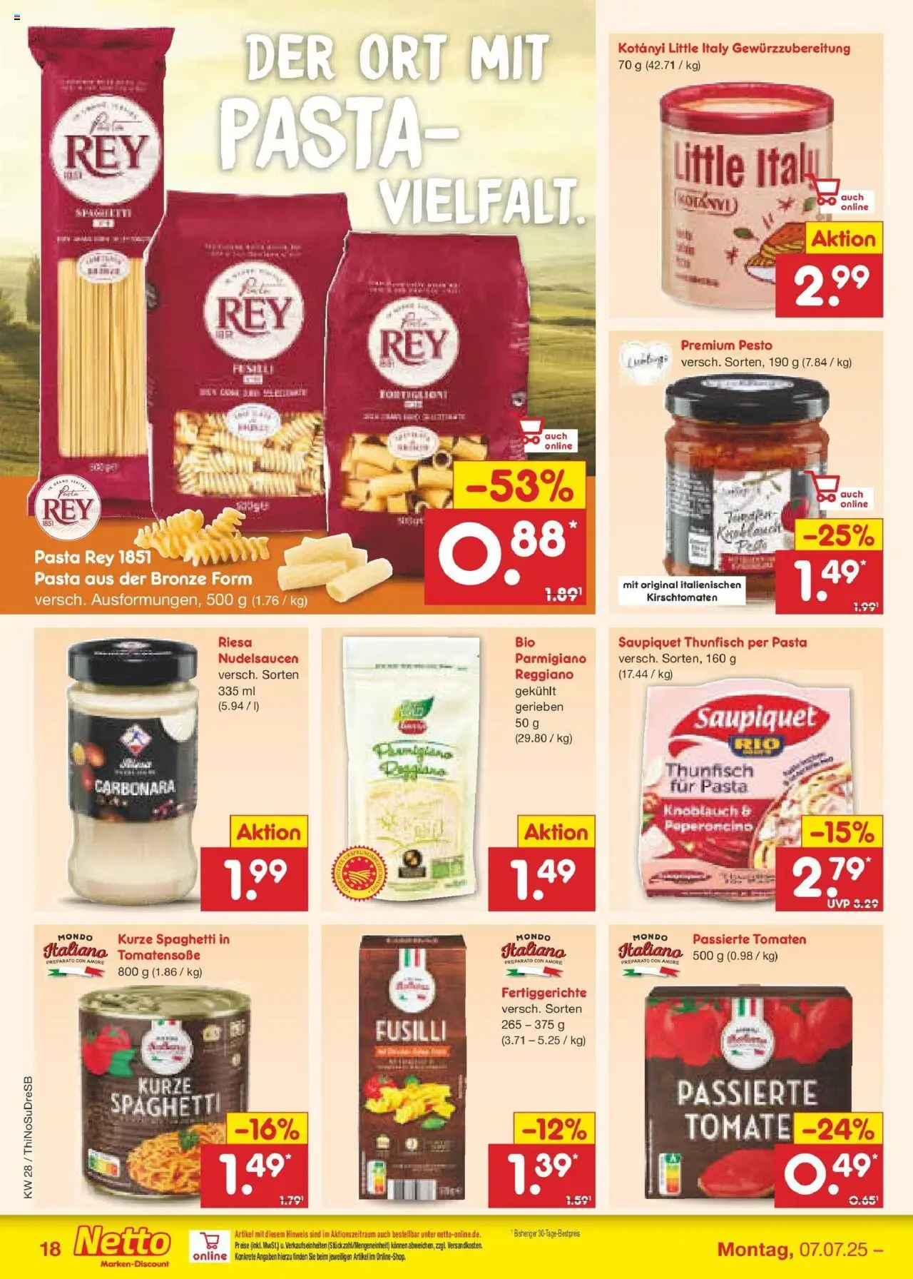 Netto Marken-Discount prospekt Herzberg	 - gültig ab dem 07.07.2025 | Seite: 24 | Produkte: Thunfisch, Fertiggerichte, Knoblauch, Pasta
