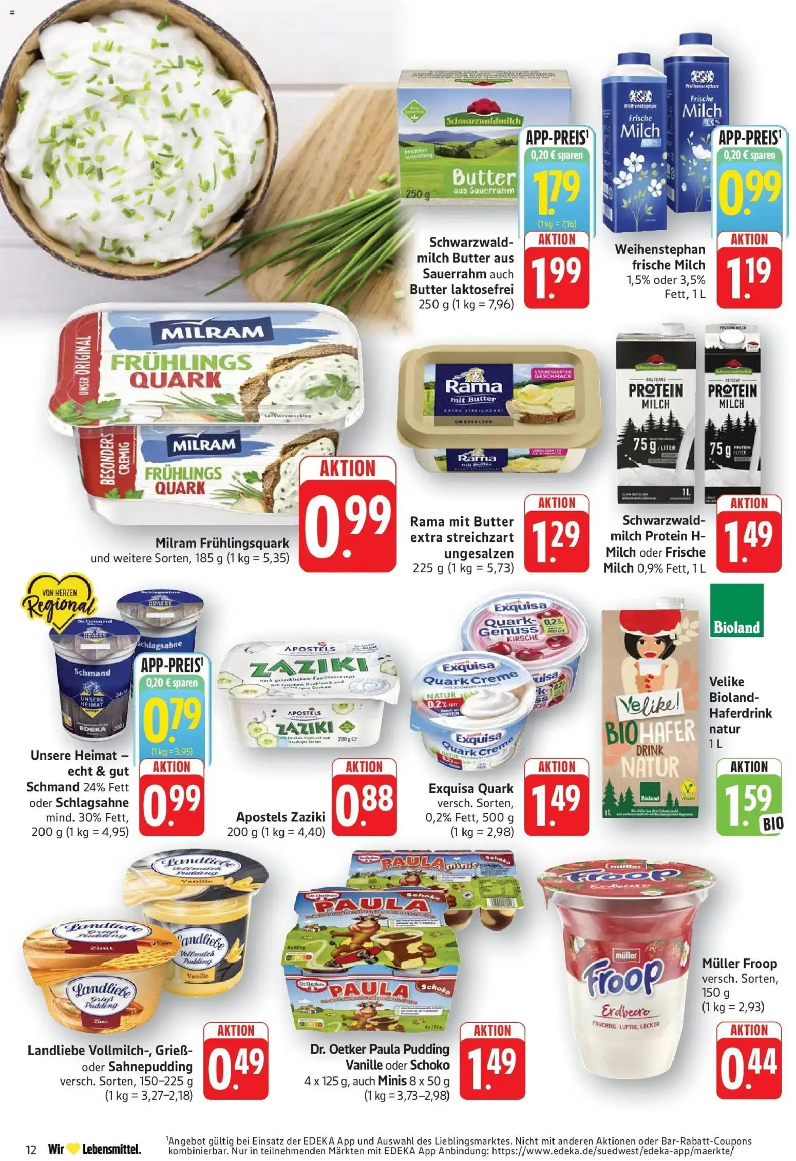 Edeka prospekt Walldorf	 – gültig ab 05.04.2026 | Seite: 12 | Produkte: Quark, Pudding, Haferdrink, Sauerrahm