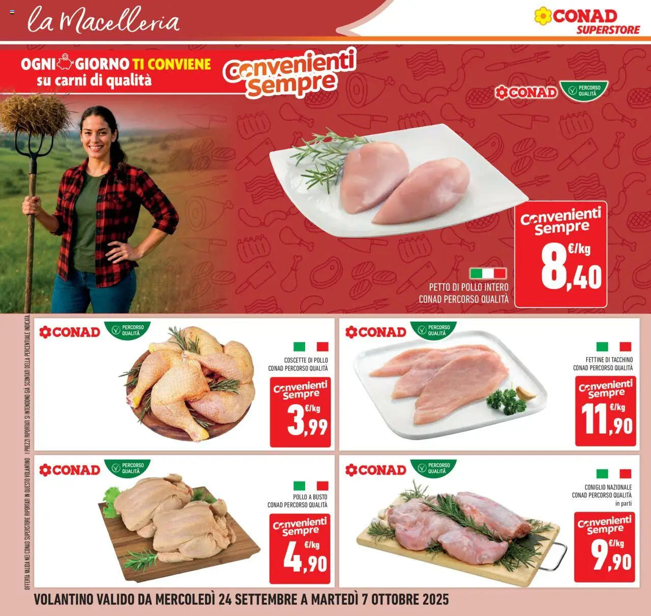 Volantino Conad del 24.09.2025 | Pagina: 12 | Prodotti: Petto di Pollo, Pollo, Tacchino